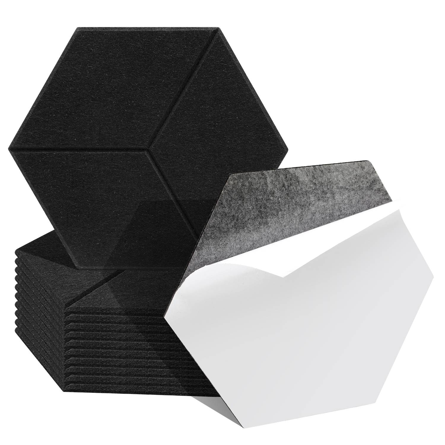 12 stuks Akustikplatten Hexagonal selbstklebend Schallschutzplatten Hohe Dichte Wandpaneel Schwarz