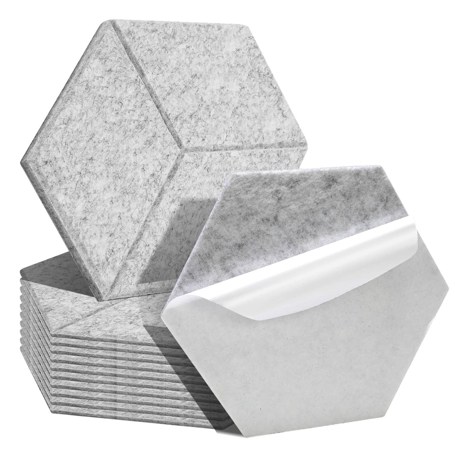 12 stuks Akustikplatten Hexagonal selbstklebend Schallschutz Akustikpaneele Hohe Dichte Wandpaneel Hellgrau