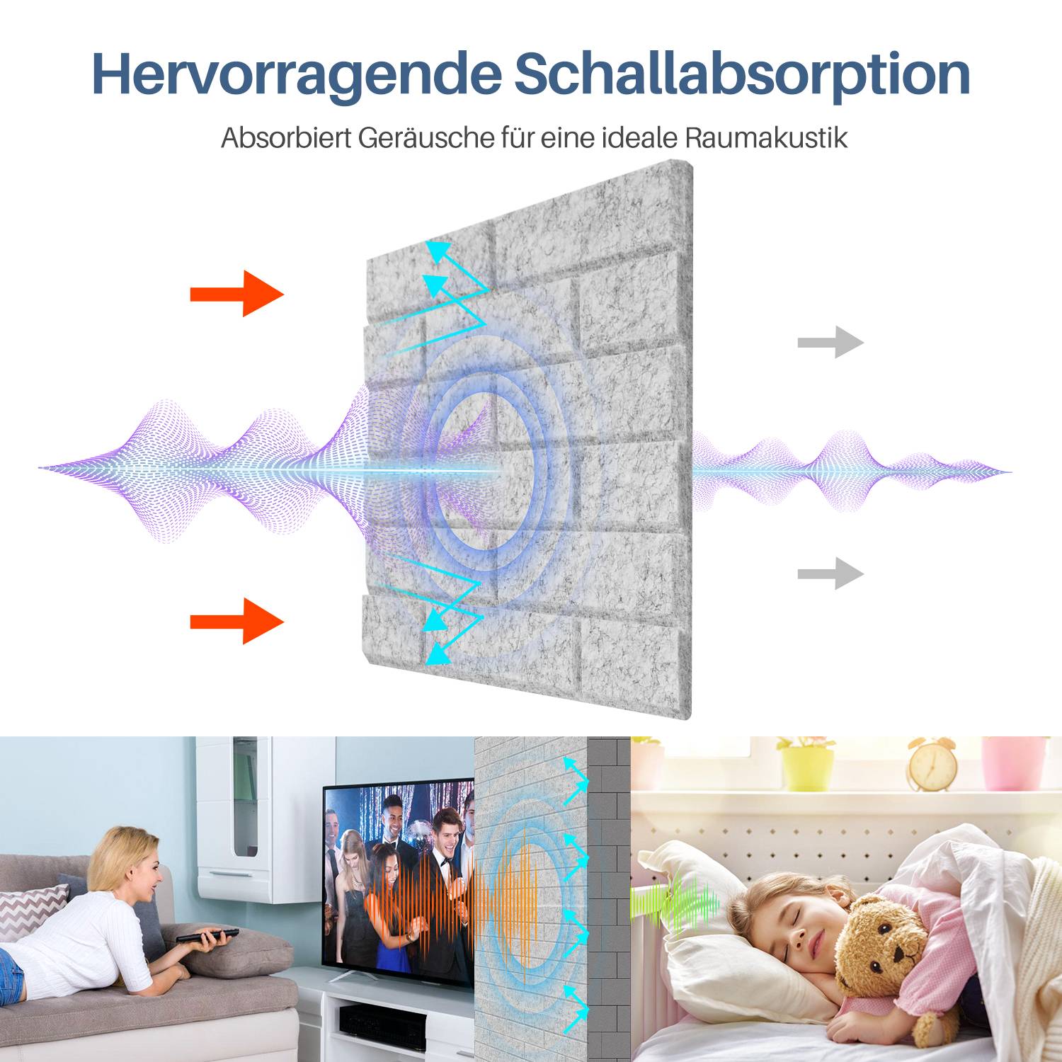 12 stuks Akustikplatten Quadratisch Kacheln selbstklebend Schallschutz Akustikpaneele Hohe Dichte Wandpaneel Hellgrau