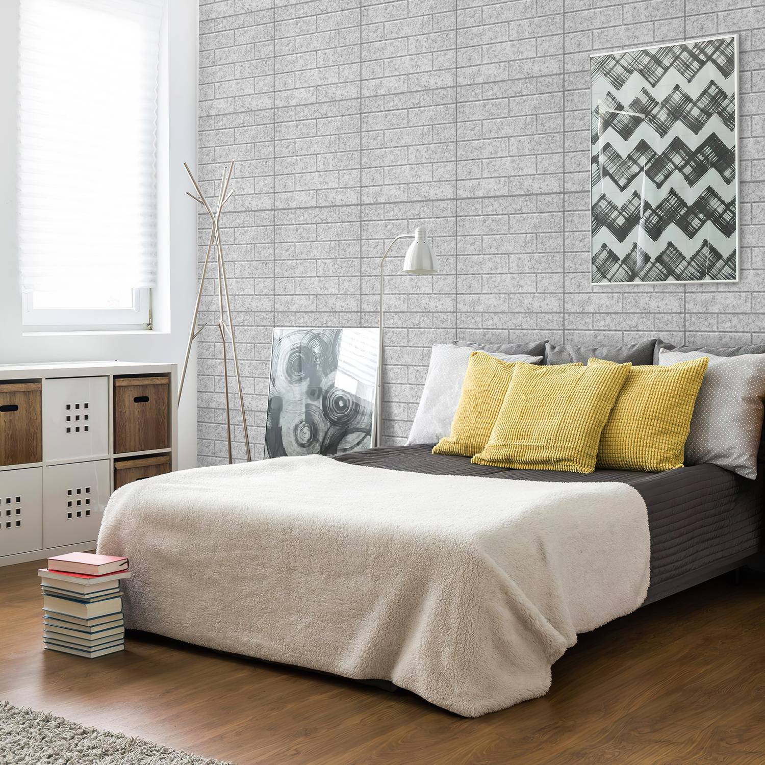 18 stuks Akustikplatten Quadratisch Kacheln selbstklebend Schallschutz Akustikpaneele Hohe Dichte Wandpaneel Hellgrau