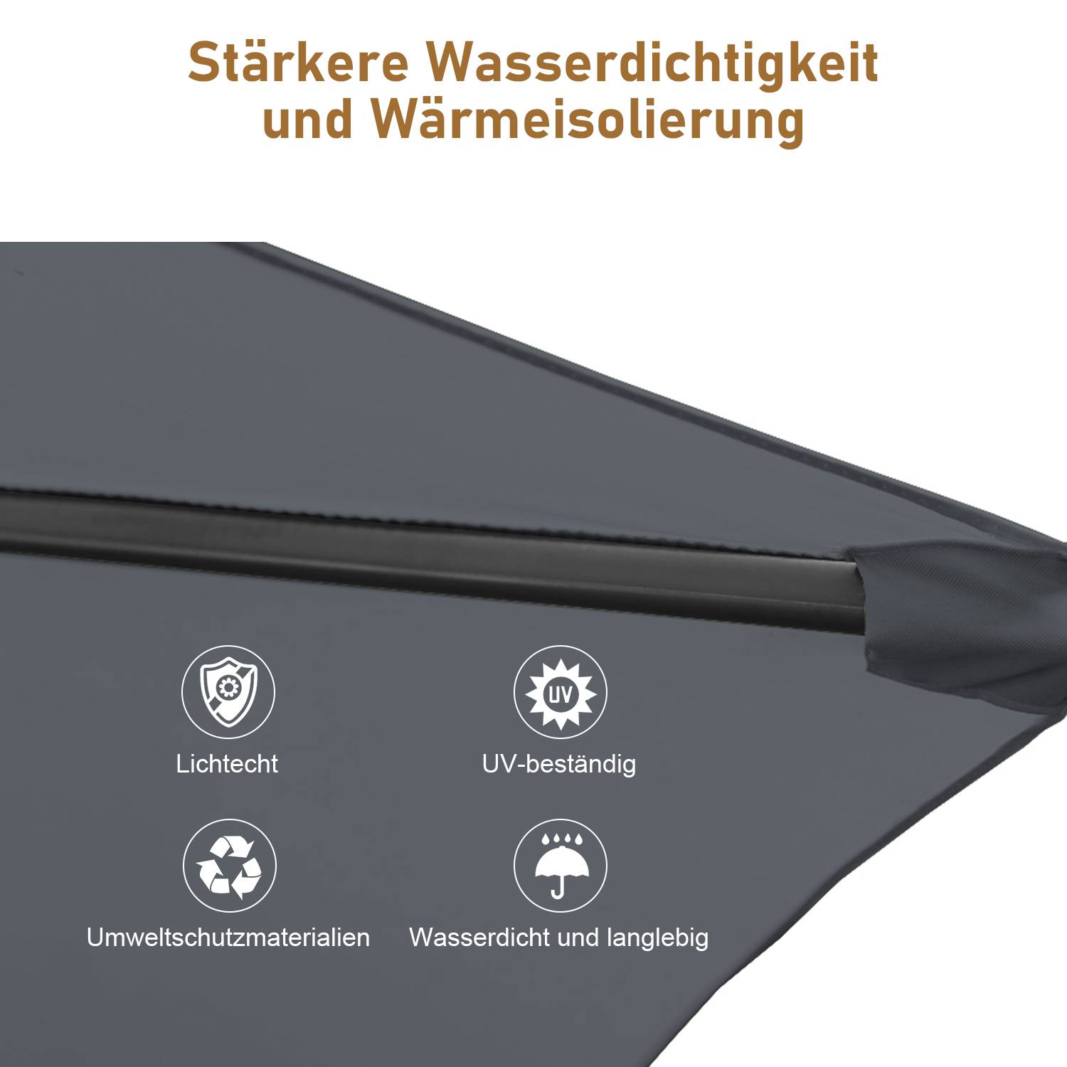 360° drehbare Ampelschirm Ø300cm Sonnenschirm mit Kurbelschirm UV40+ Gartenschirm Marktschirm Grau