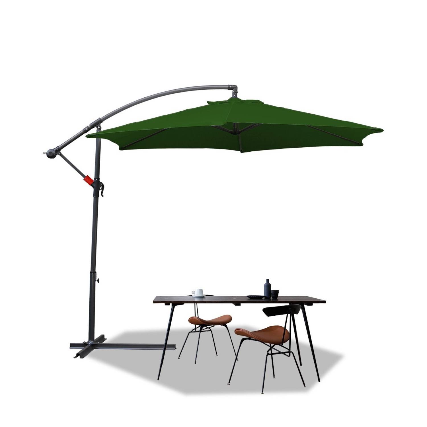 360° drehbare Ampelschirm Ø300cm Sonnenschirm mit Kurbelschirm UV40+ Gartenschirm Marktschirm Grün