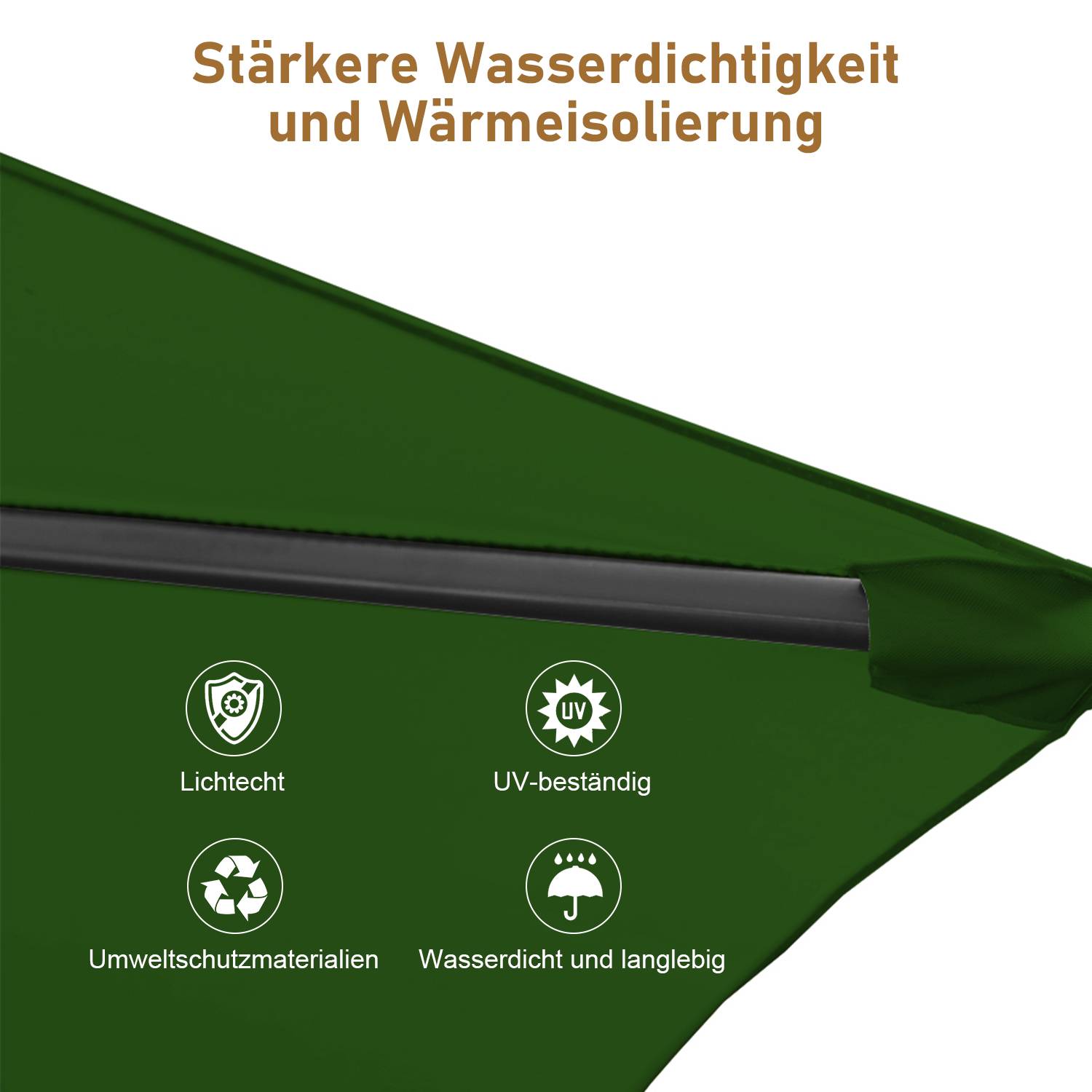 360° drehbare Ampelschirm Ø300cm Sonnenschirm mit Kurbelschirm UV40+ Gartenschirm Marktschirm Grün