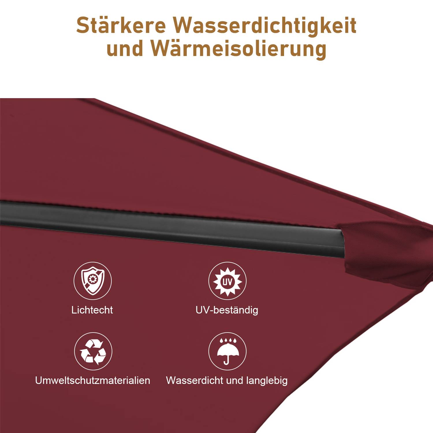 360° drehbare Ampelschirm Ø300cm Sonnenschirm mit Kurbelschirm UV40+ Gartenschirm Marktschirm Rot