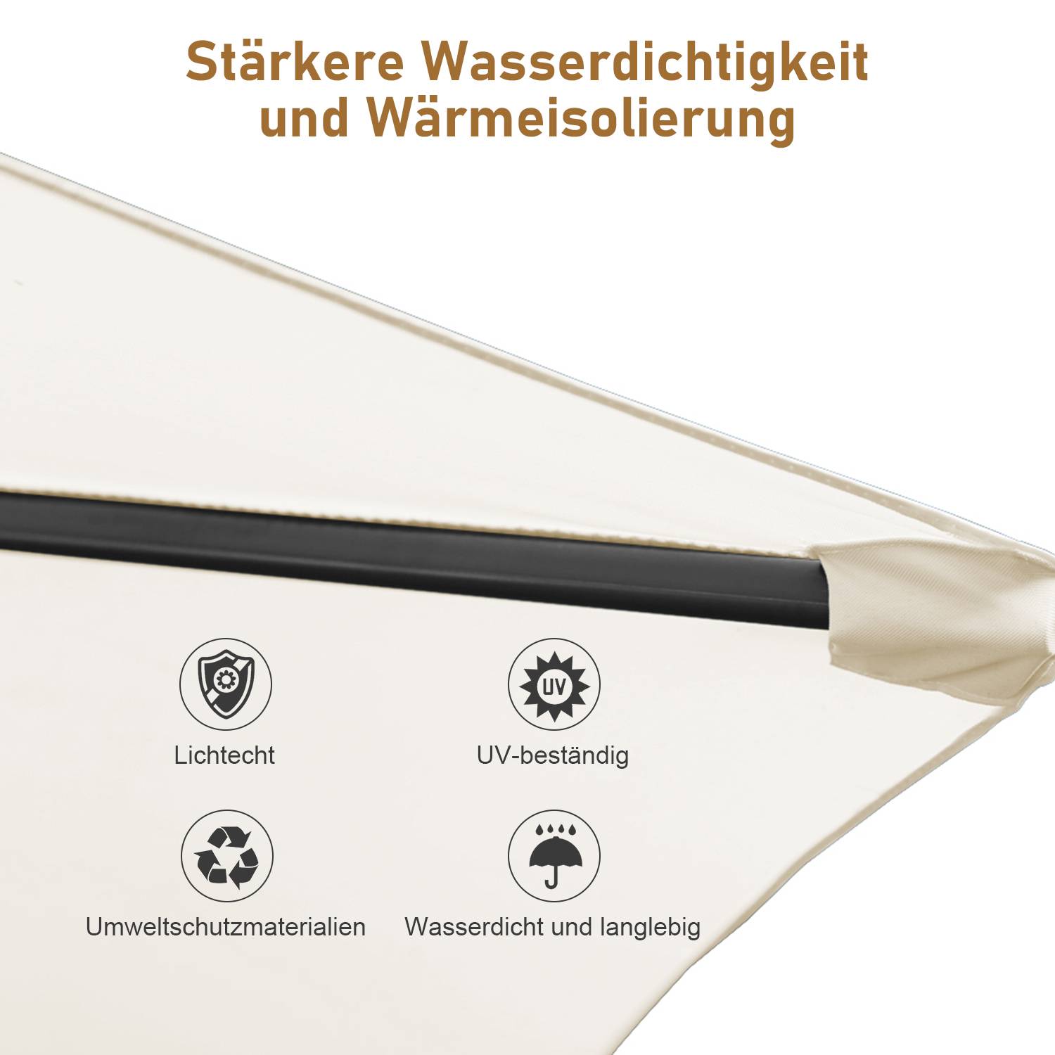 360° drehbare Ampelschirm Ø300cm Sonnenschirm mit Kurbelschirm UV40+ Gartenschirm Marktschirm Beige