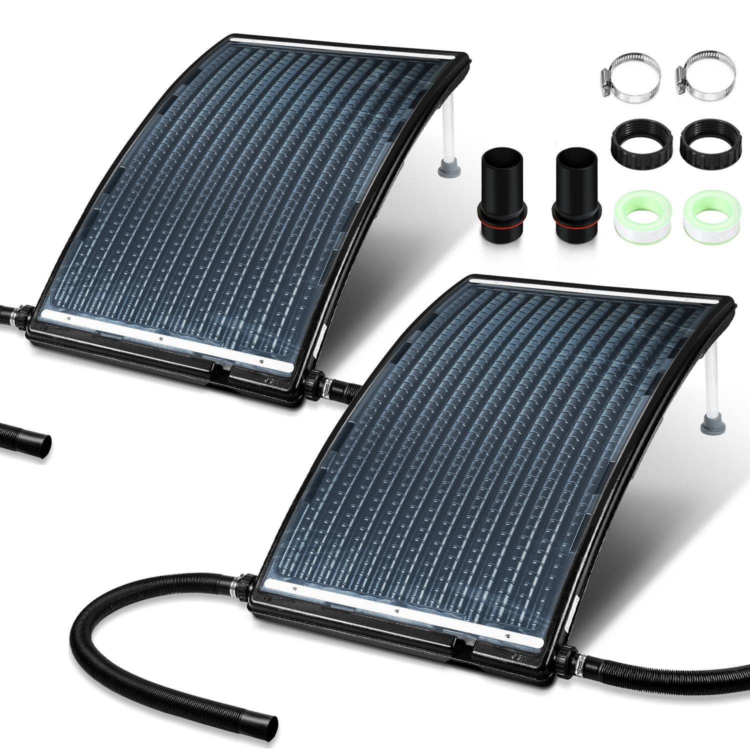 2x Solarheizung Schwimmbad Pool Poolheizung Versenkbare Halterung schwarz Solarabsorber 110 x 65 x 15 cm - Gebogen Typ