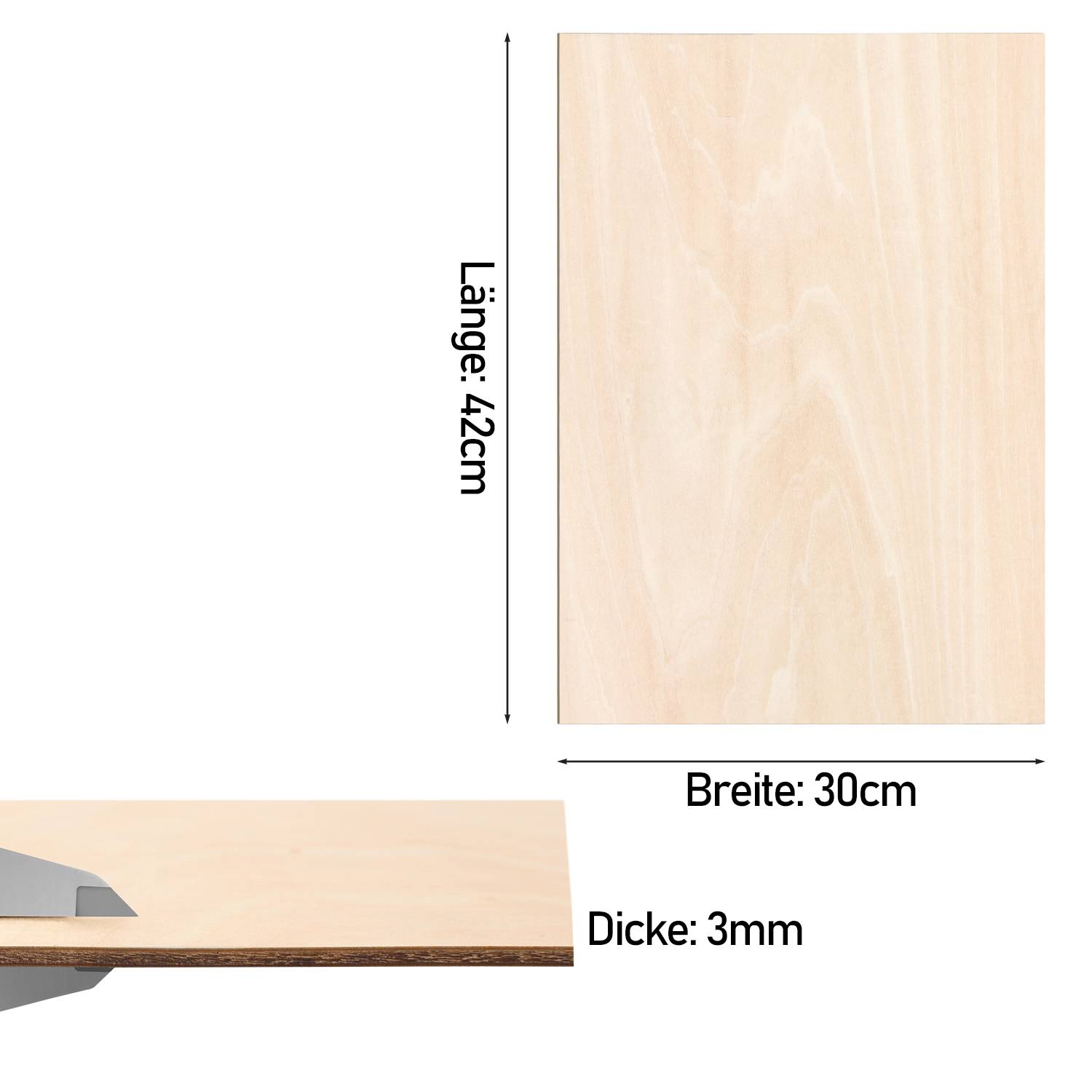 10 x A3/A4 Holz-Platte | 420 x 300 x 3 mm | Dünne Sperrholz-Zuschnitte | Perfektes Blatt für Laubsäge, Brandmalerei, Laserschnitt, Durchbrochenes
