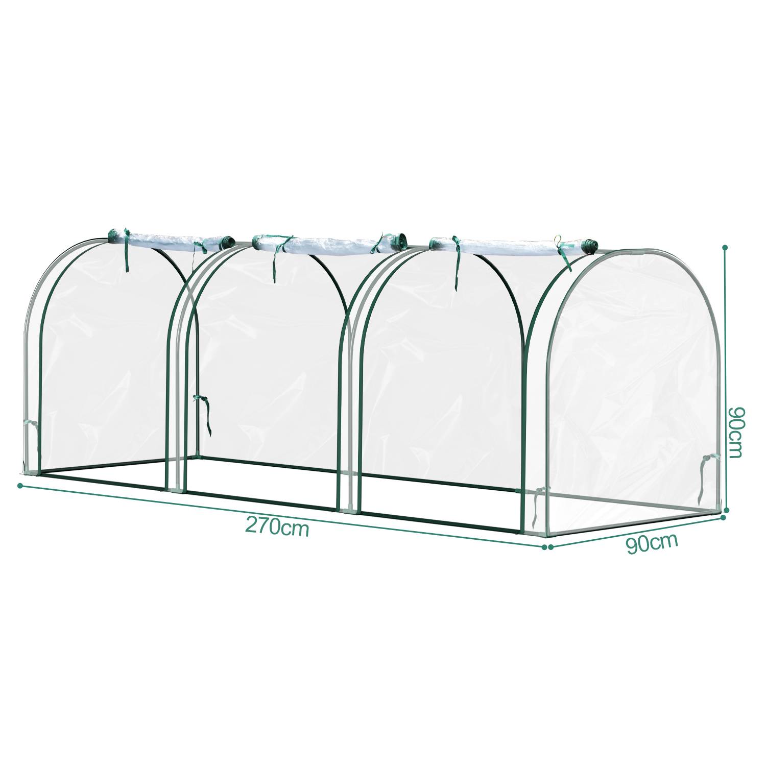 Foliengewächshaus PE transparent Gewächshaus Tomatengewächshaus 270*90*90CM 135 g/m², wasserdicht wetterfest, weiß