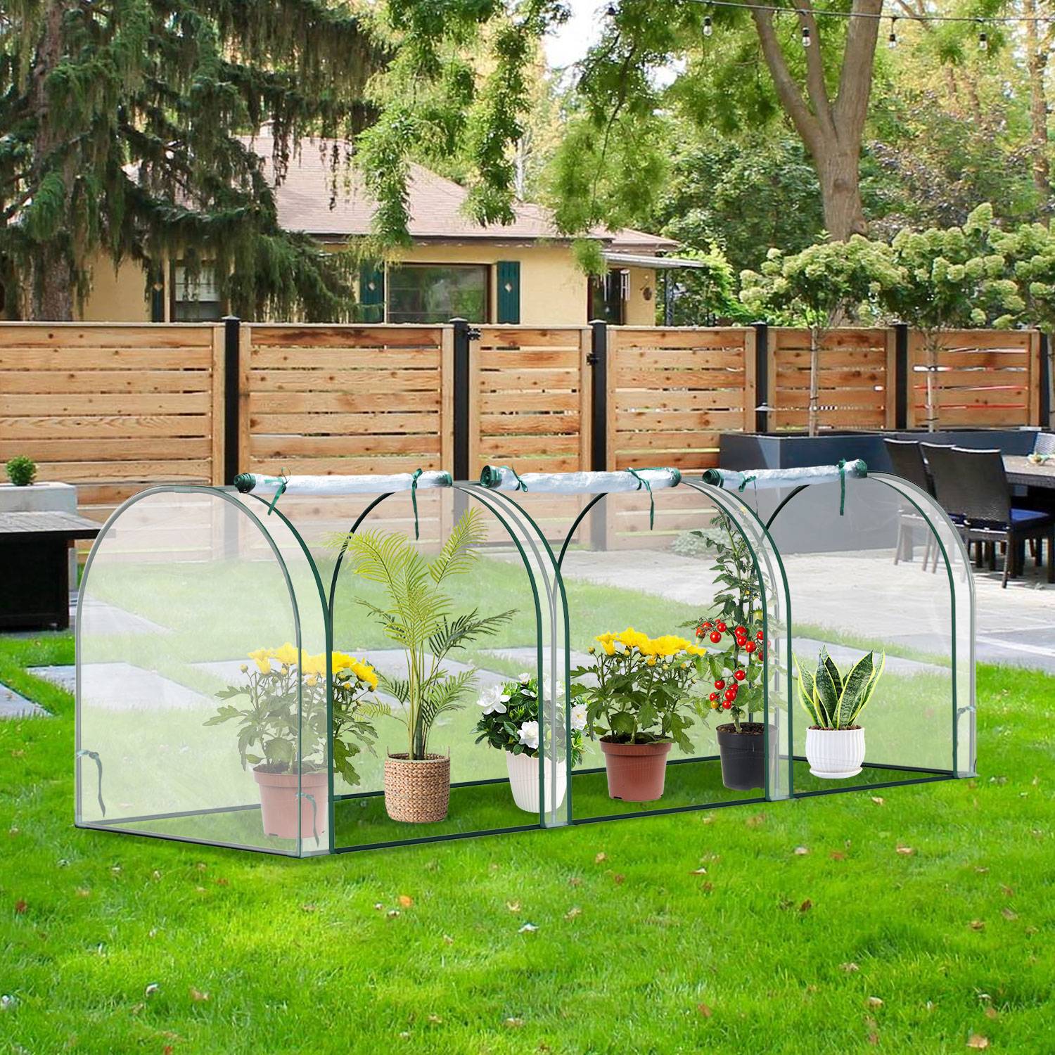 Foliengewächshaus PE transparent Gewächshaus Tomatengewächshaus 270*90*90CM 135 g/m², wasserdicht wetterfest, weiß