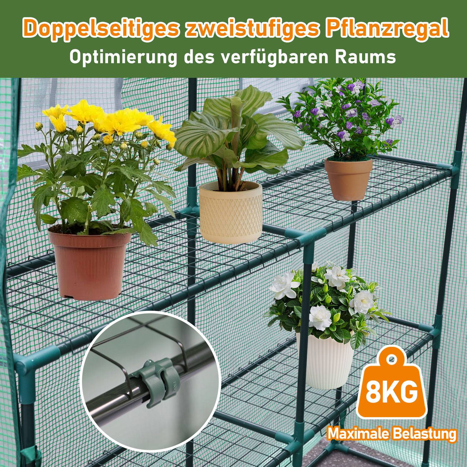 Foliengewächshaus Tomatengewächshaus 143x73x195 cm Gewächshaus Treibhaus,Grün