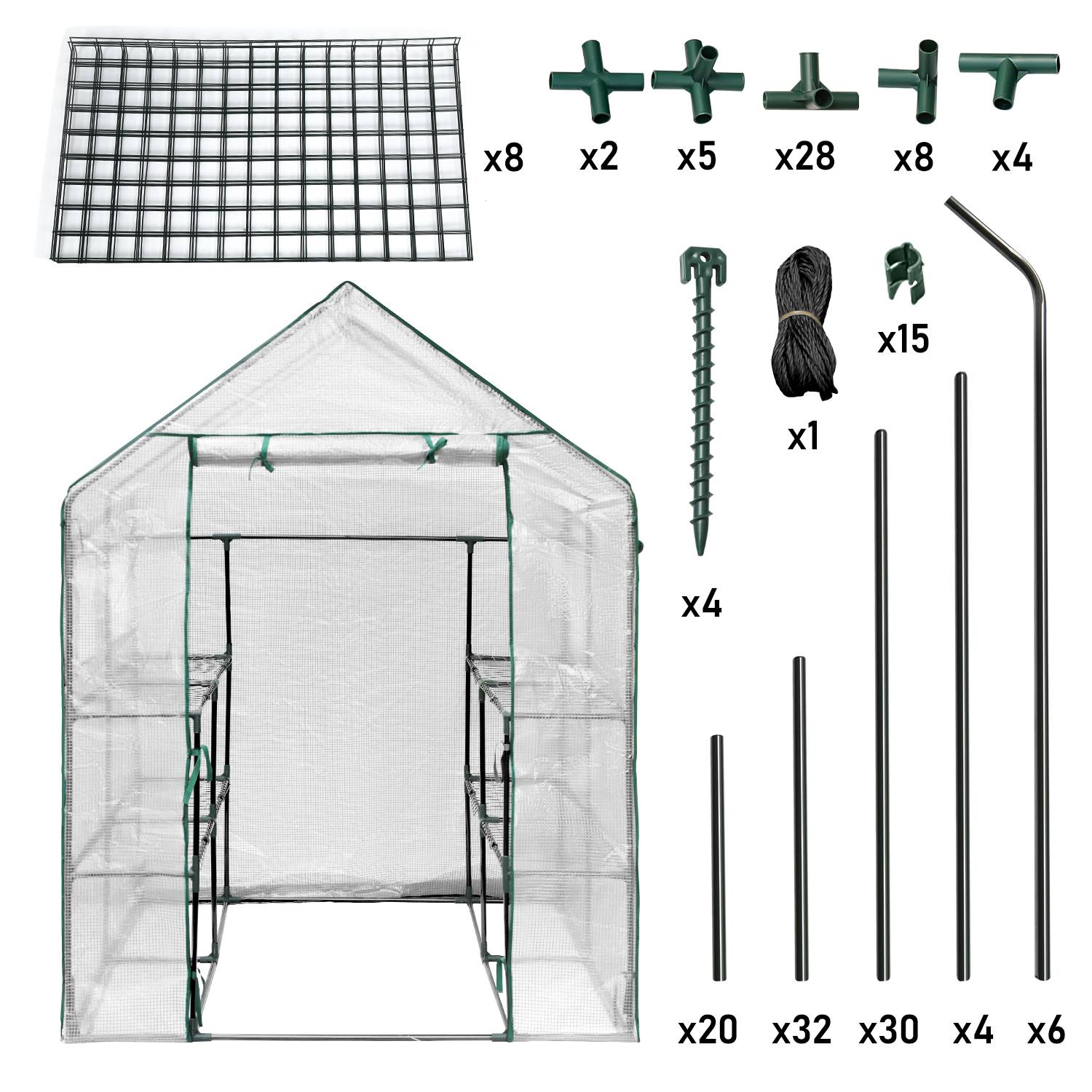 Foliengewächshaus Tomatengewächshaus 143x143x195 cm Gewächshaus Treibhaus,weiß