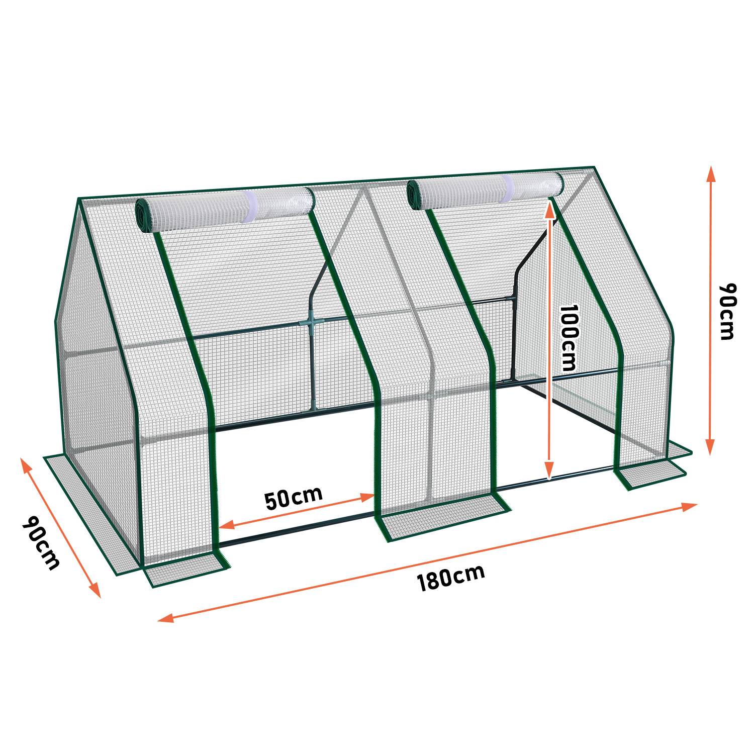 Gewächshaus 180x90x90cm Foliengewächshaus für draußen Treibhaus mit Reißverschluss und 2 Fenstern weiß