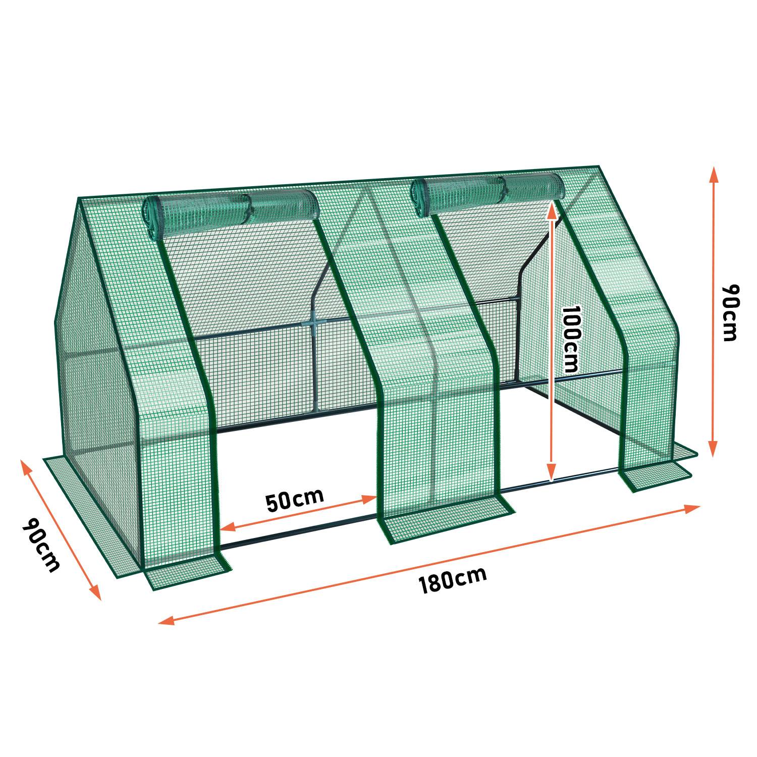 Gewächshaus 180x90x90cm Foliengewächshaus für draußen Treibhaus mit Reißverschluss und 2 Fenstern grün