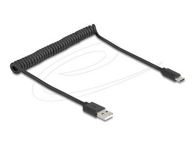 DELOCK USB 2.0 Spiralkabel USB Typ-A Stecker zu USB Type-C Multimedia-Technik Kabel