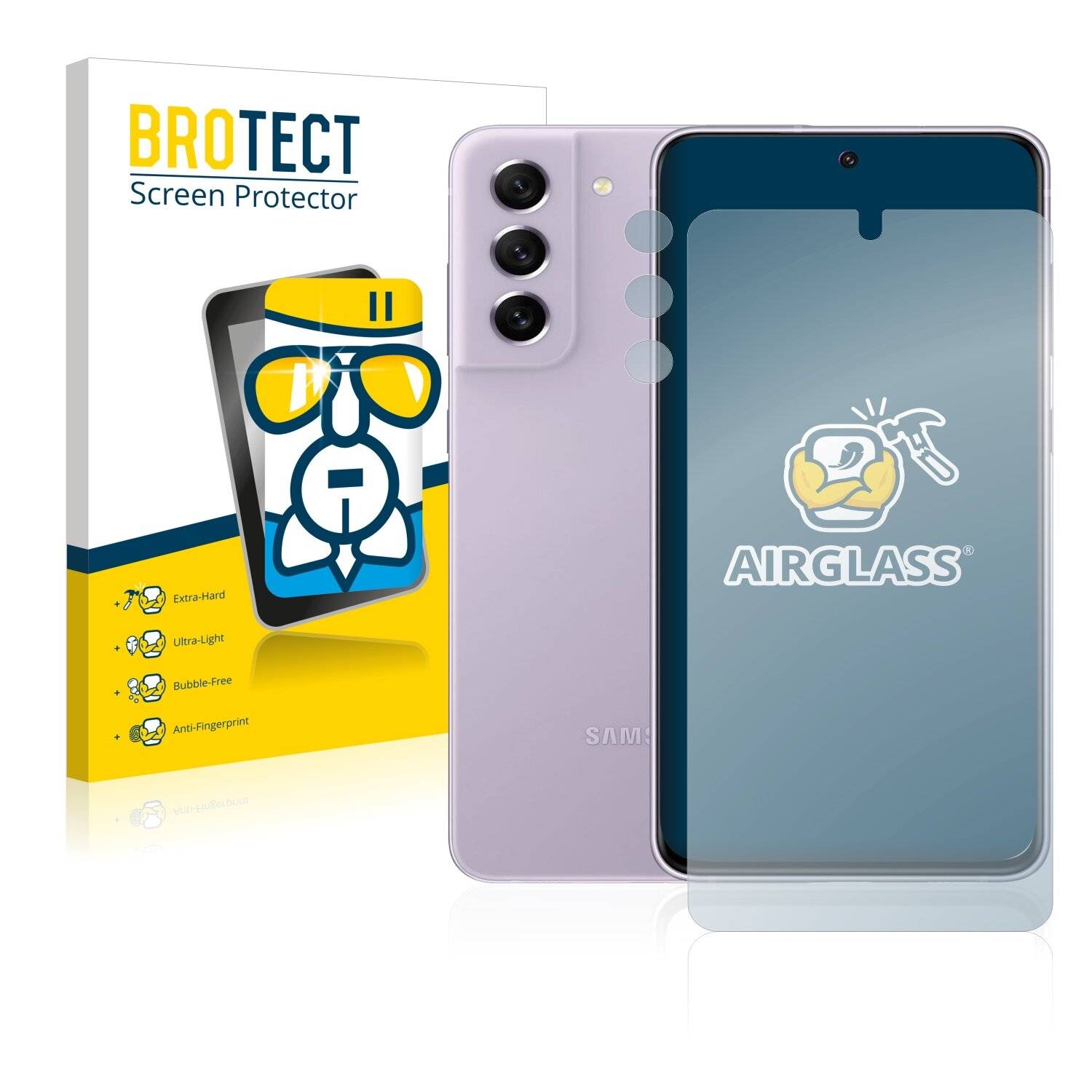 BROTECT AirGlass Schutzglas Folie für Samsung Galaxy S21 FE 5G (Vorderseite +