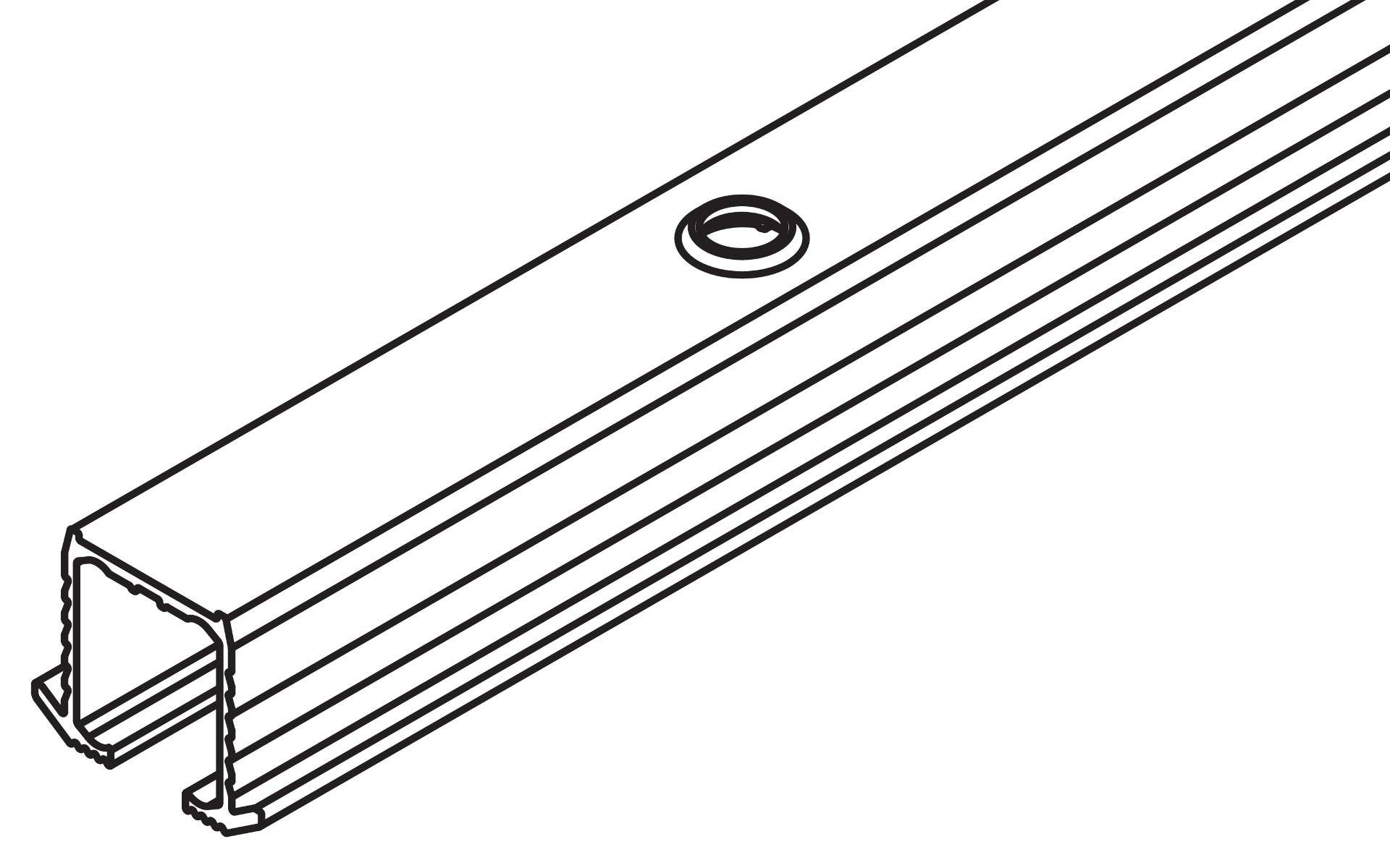 Illustration einer Holzplatte mit einem runden Metallring, der daran befestigt ist, von oben betrachtet.