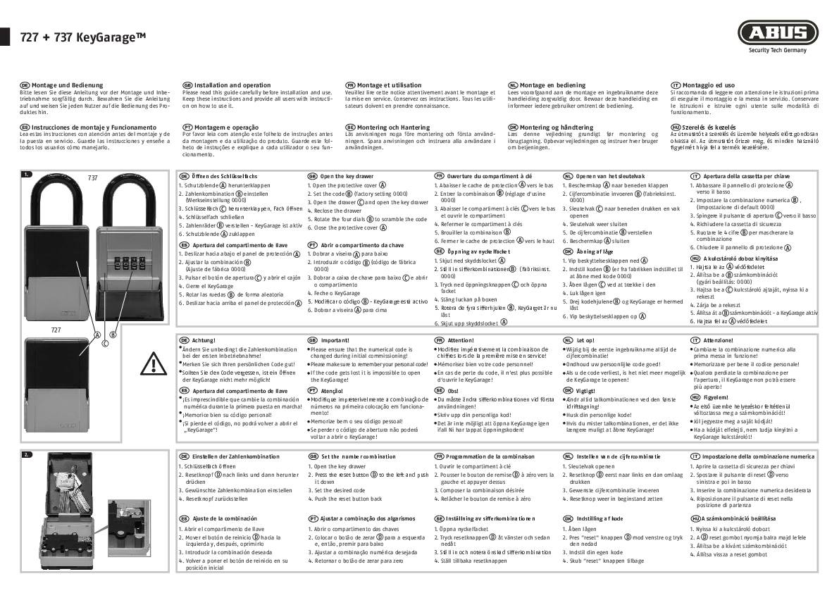 ABUS KeyGarage Mini 737 mit Bügel u. 4-stelliger Zahlencode