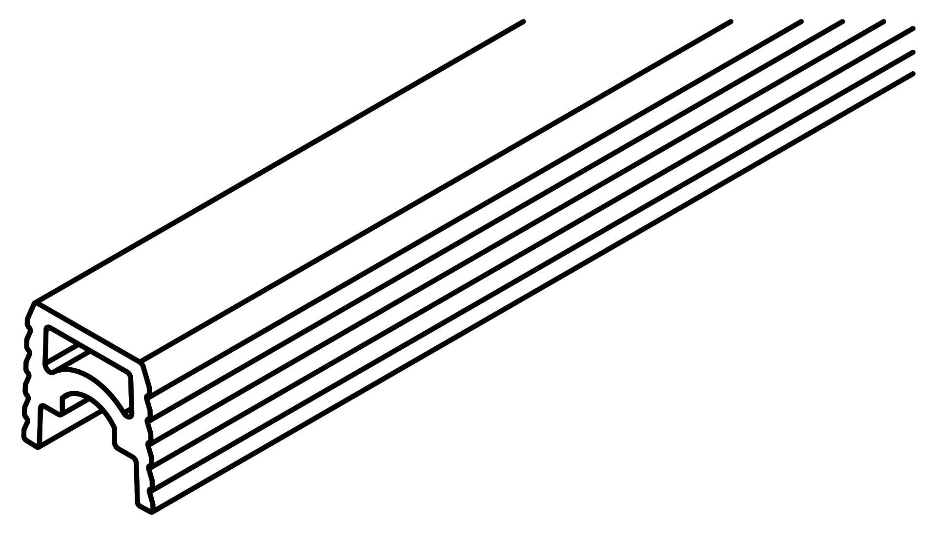 Hawa Führungsschiene, Kunststoff, grau, zum Kleben, L= 2500 mm