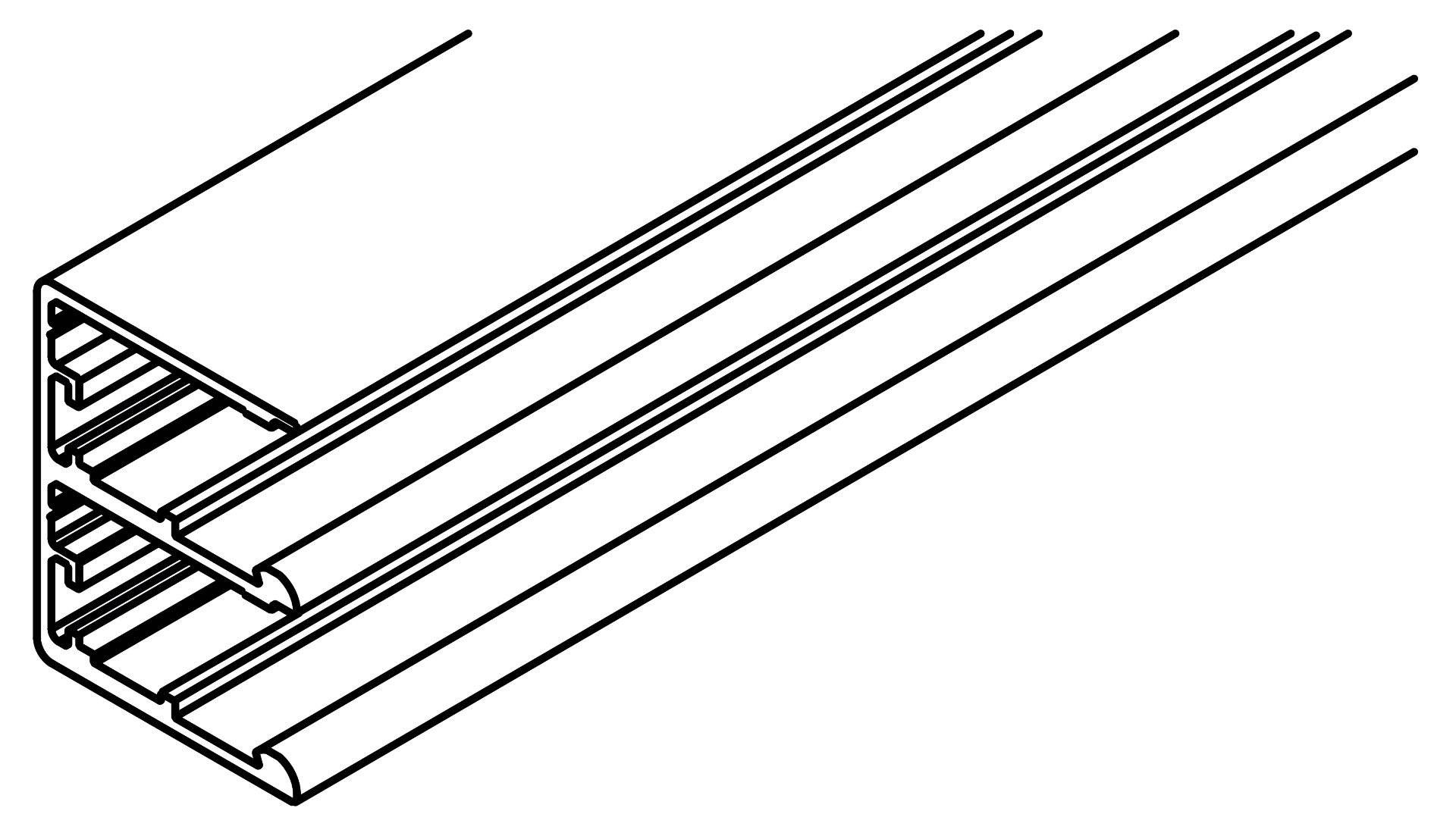 Hawa Doppellaufschiene, eloxiert, gelocht, für Dämpfeinzug, L= 2500 mm