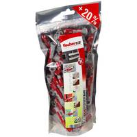 FISCHER - DuoPower - Dübel - Mauerziegel - Beton - Schaumbeton - Gipsfaserplatten - Gipskarton - Grau - Rot - 6 mm - 30