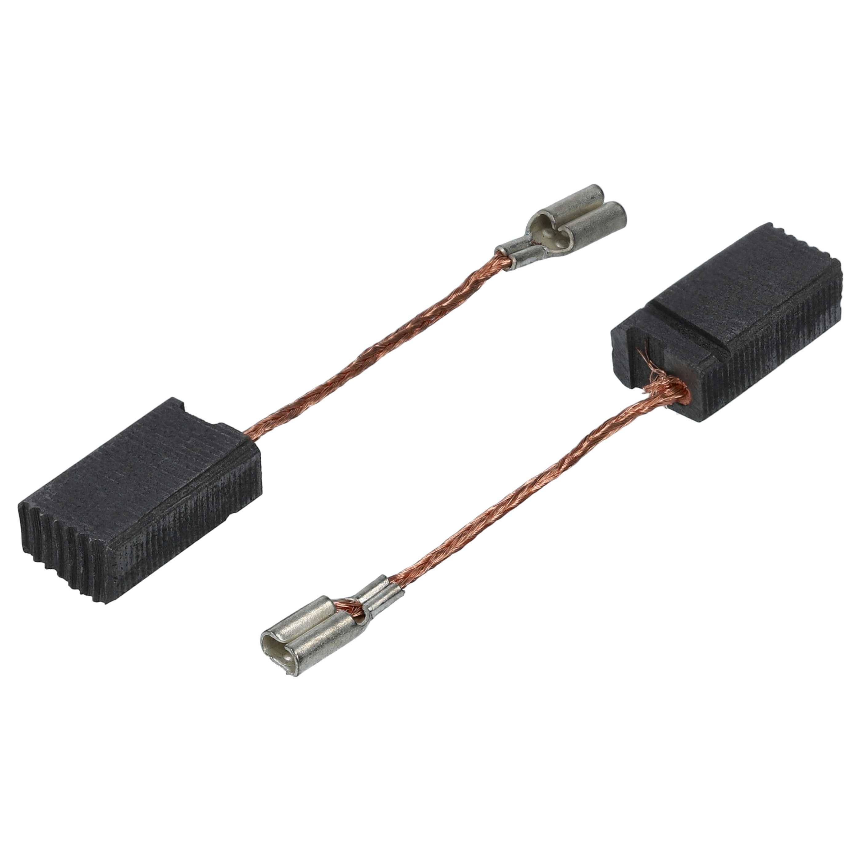 Zwei Kohlebürsten, die durch ein Kupferdraht verbunden sind, werden in elektrischen Motoren verwendet und sind vor weißem Hintergrund dargestellt.