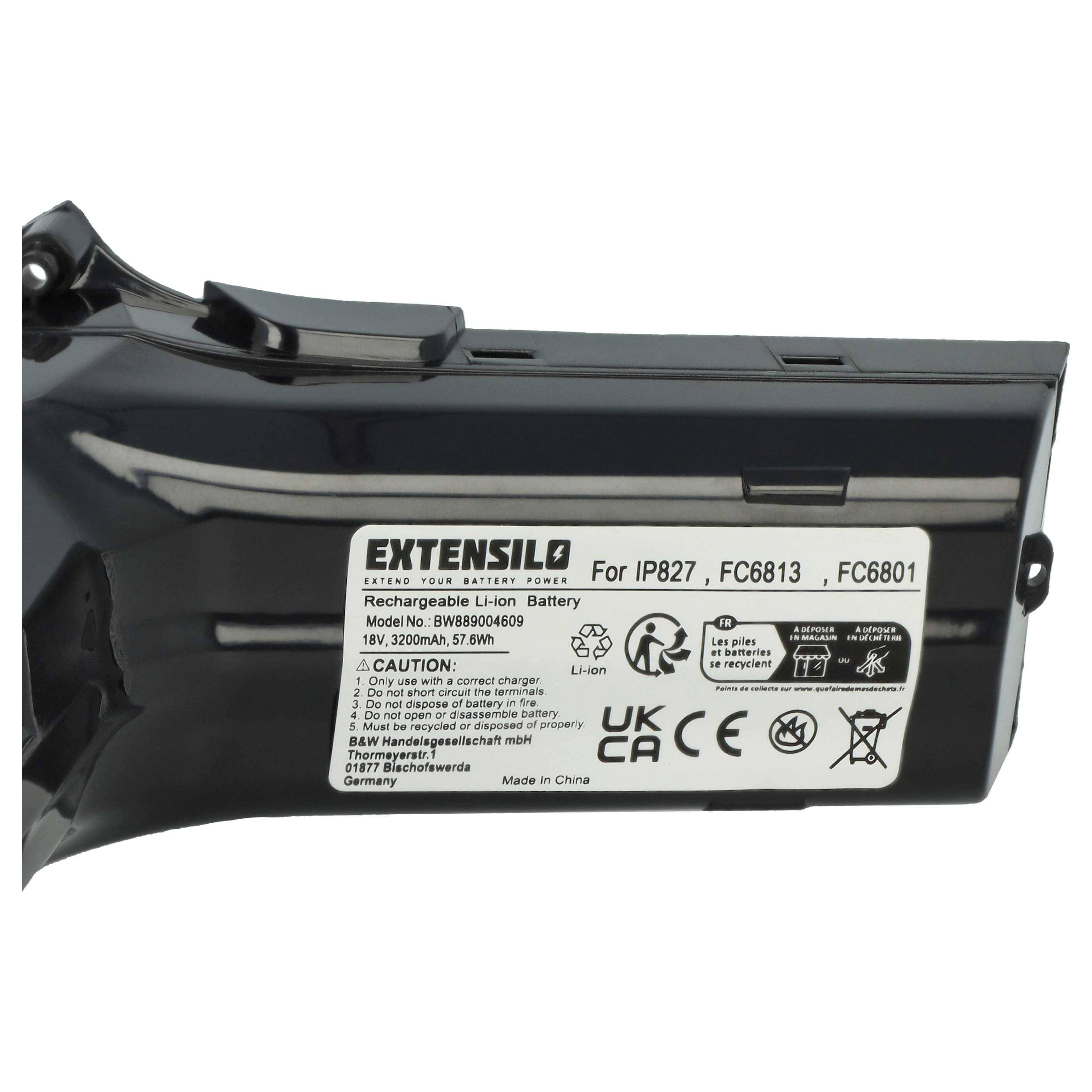 EXTENSILO Akku kompatibel mit Philips FC6814, FC6813/01 Staubsauger (3200 mAh, 18 V, Li-Ion)