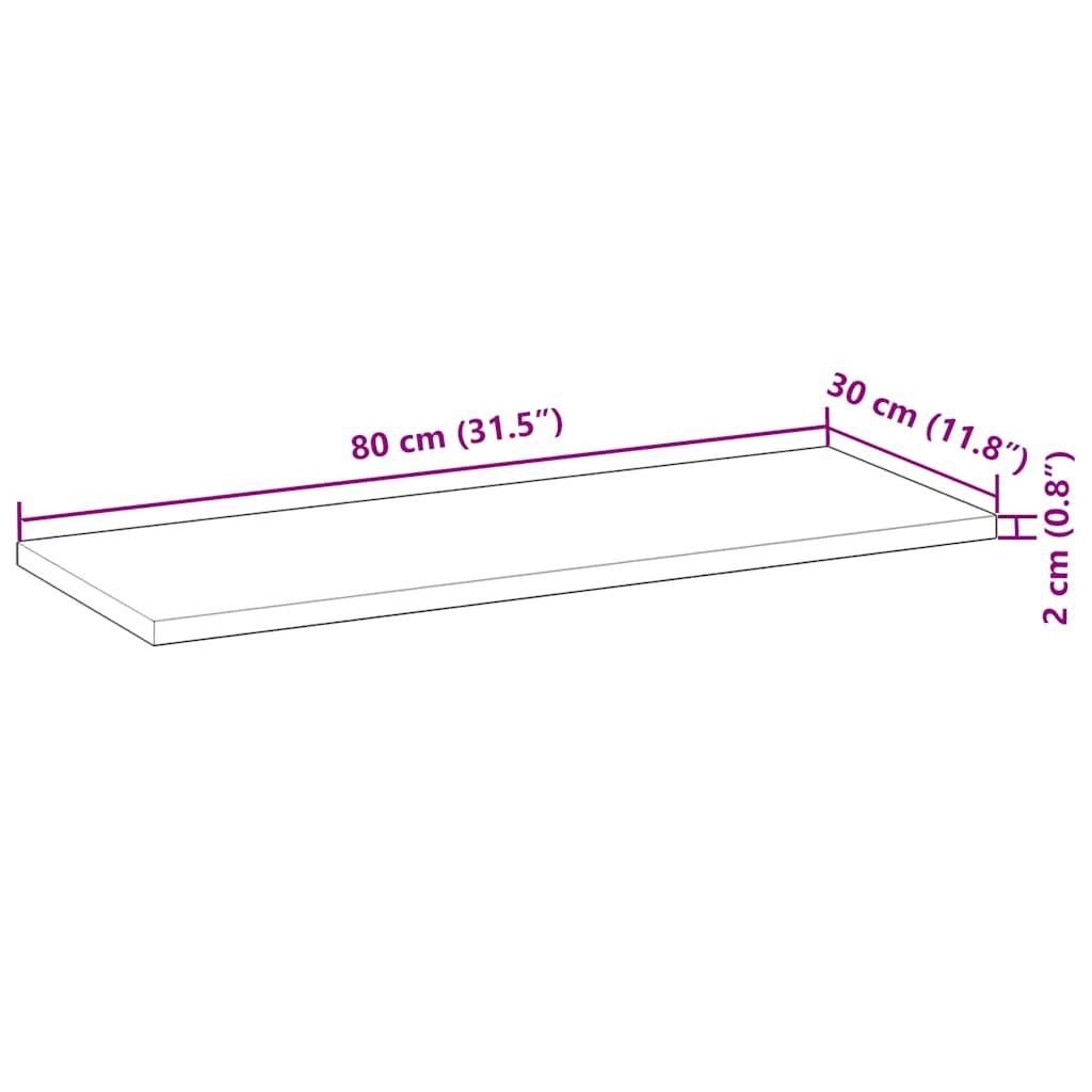 vidaXL Tischplatte Rechteckig 80x30x2 cm Massivholz Akazie