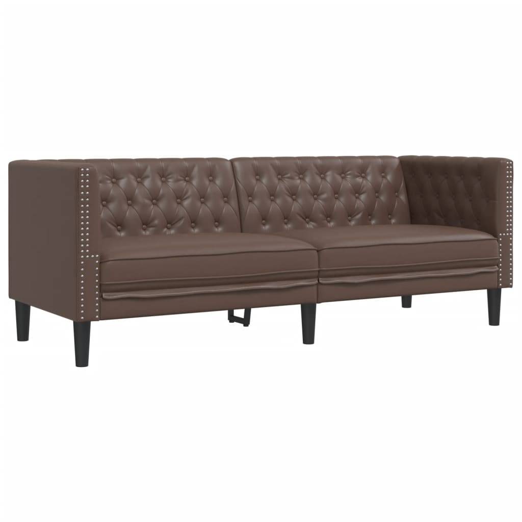 vidaXL 2-tlg. Chesterfield-Sofa-Set Braun Kunstleder