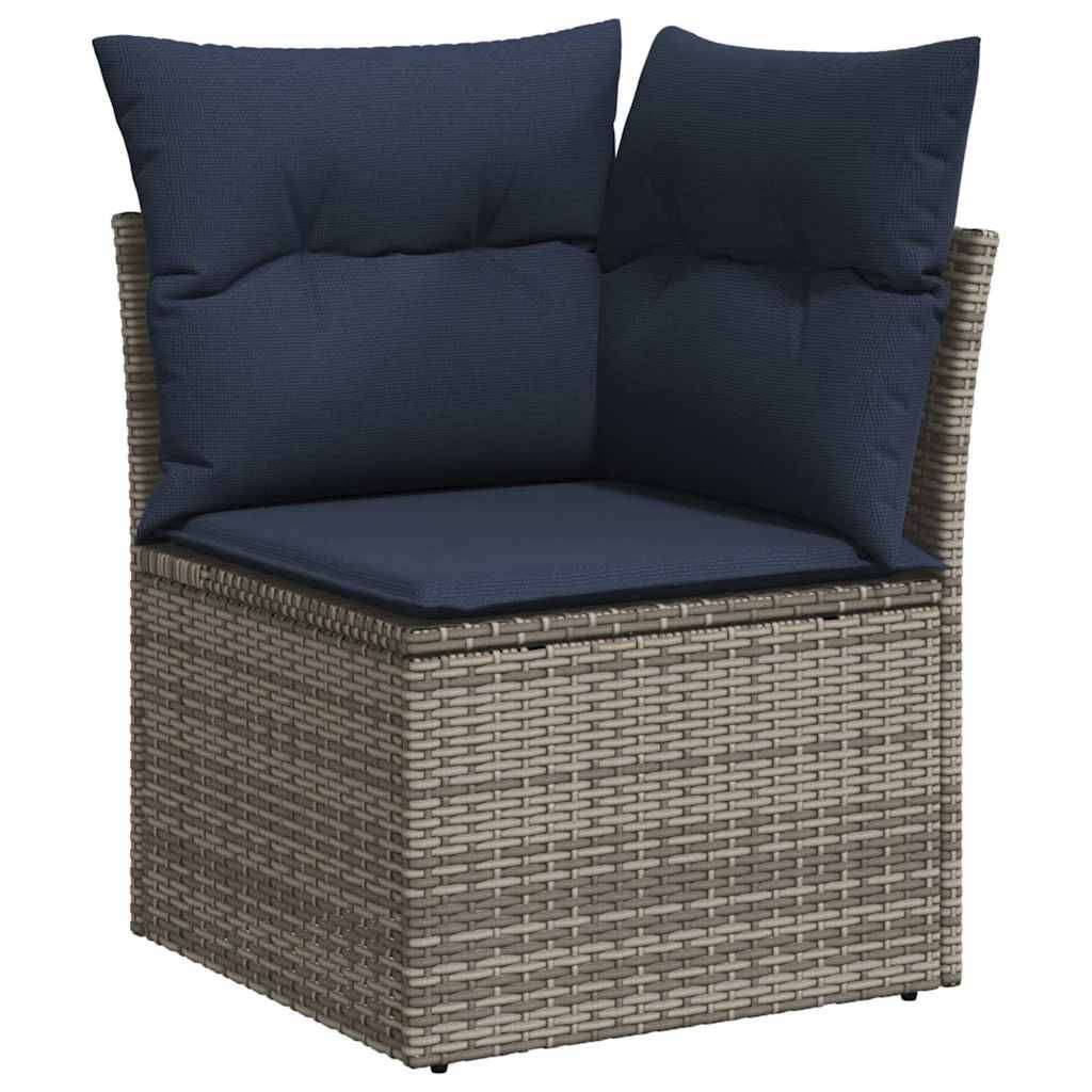 vidaXL 13-tlg. Garten-Sofagarnitur mit Kissen Grau Poly Rattan