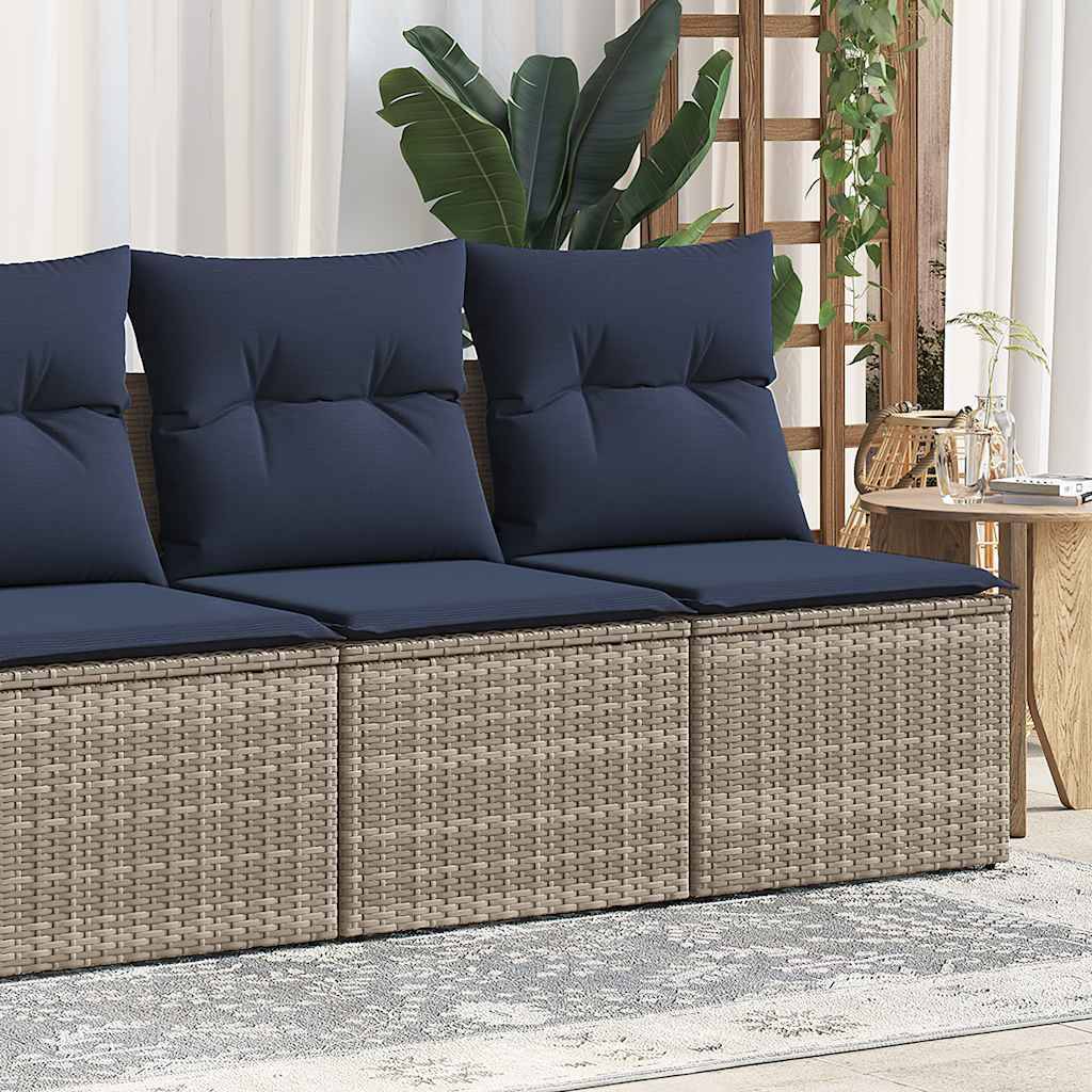 vidaXL 2-tlg. Garten-Sofagarnitur mit Kissen Grau Poly Rattan Akazie