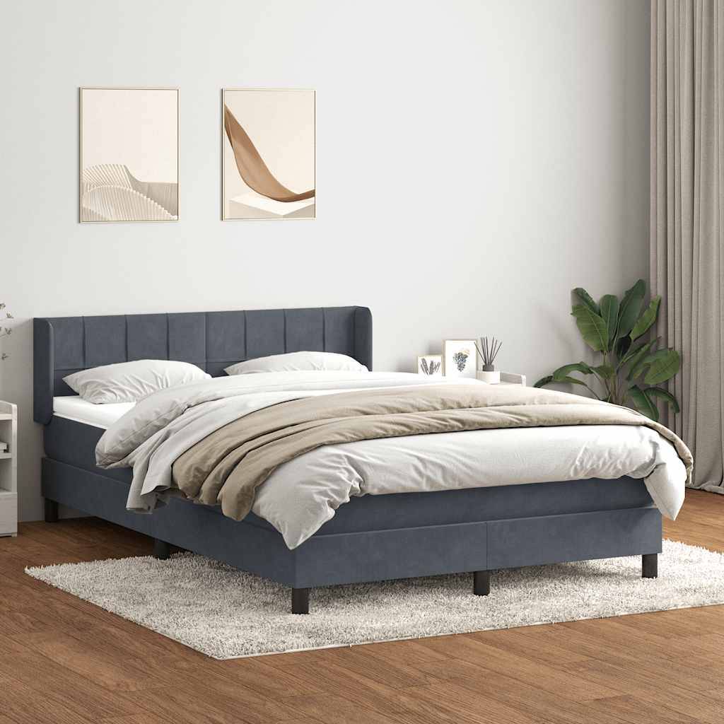 vidaXL Boxspringbett mit Matratze Dunkelgrau 160x210 cm Samt