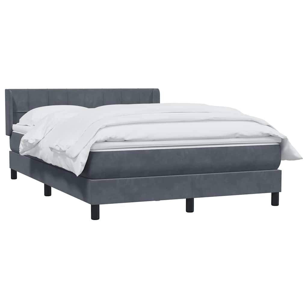 vidaXL Boxspringbett mit Matratze Dunkelgrau 160x210 cm Samt