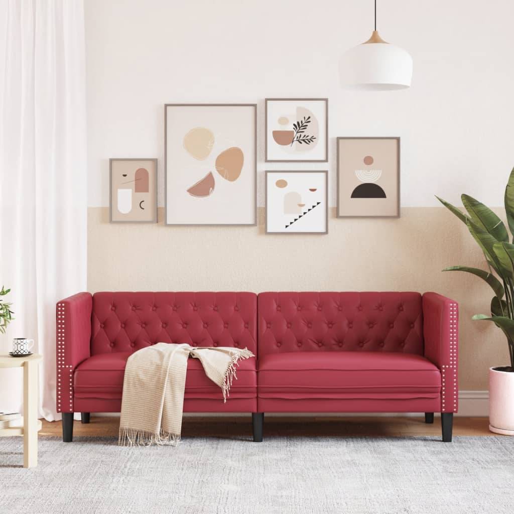 vidaXL Chesterfield-Sofa 3-Sitzer Weinrot Kunstleder