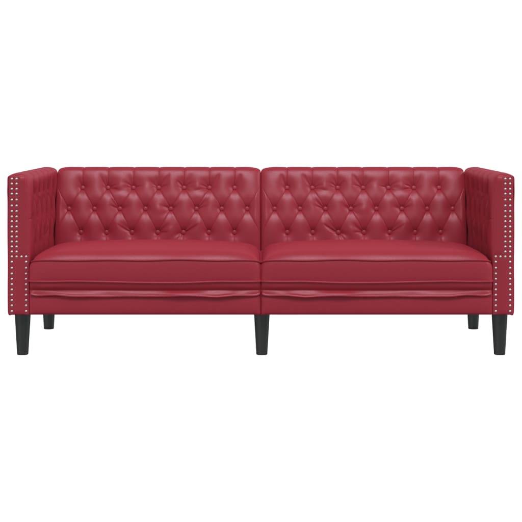vidaXL Chesterfield-Sofa 3-Sitzer Weinrot Kunstleder