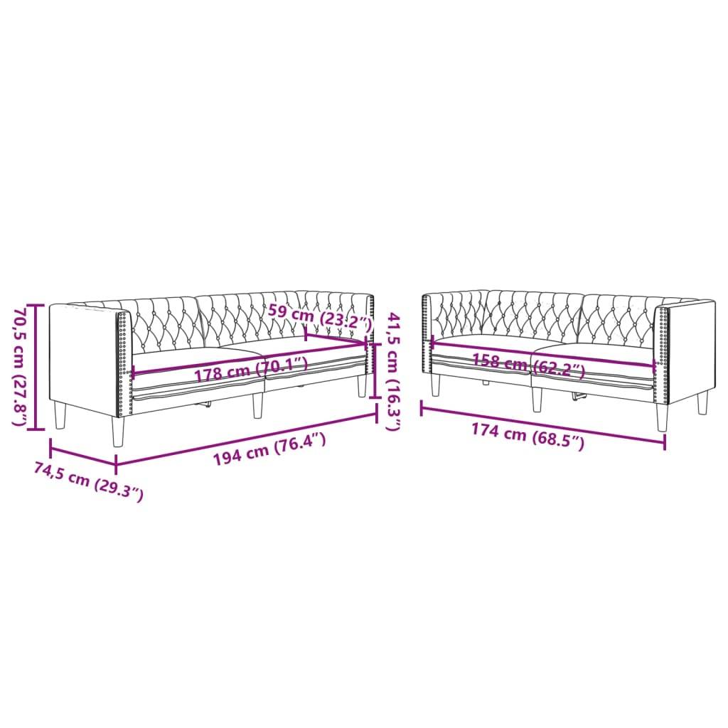 vidaXL 2-tlg. Chesterfield-Sofa-Set Cappuccino Kunstleder