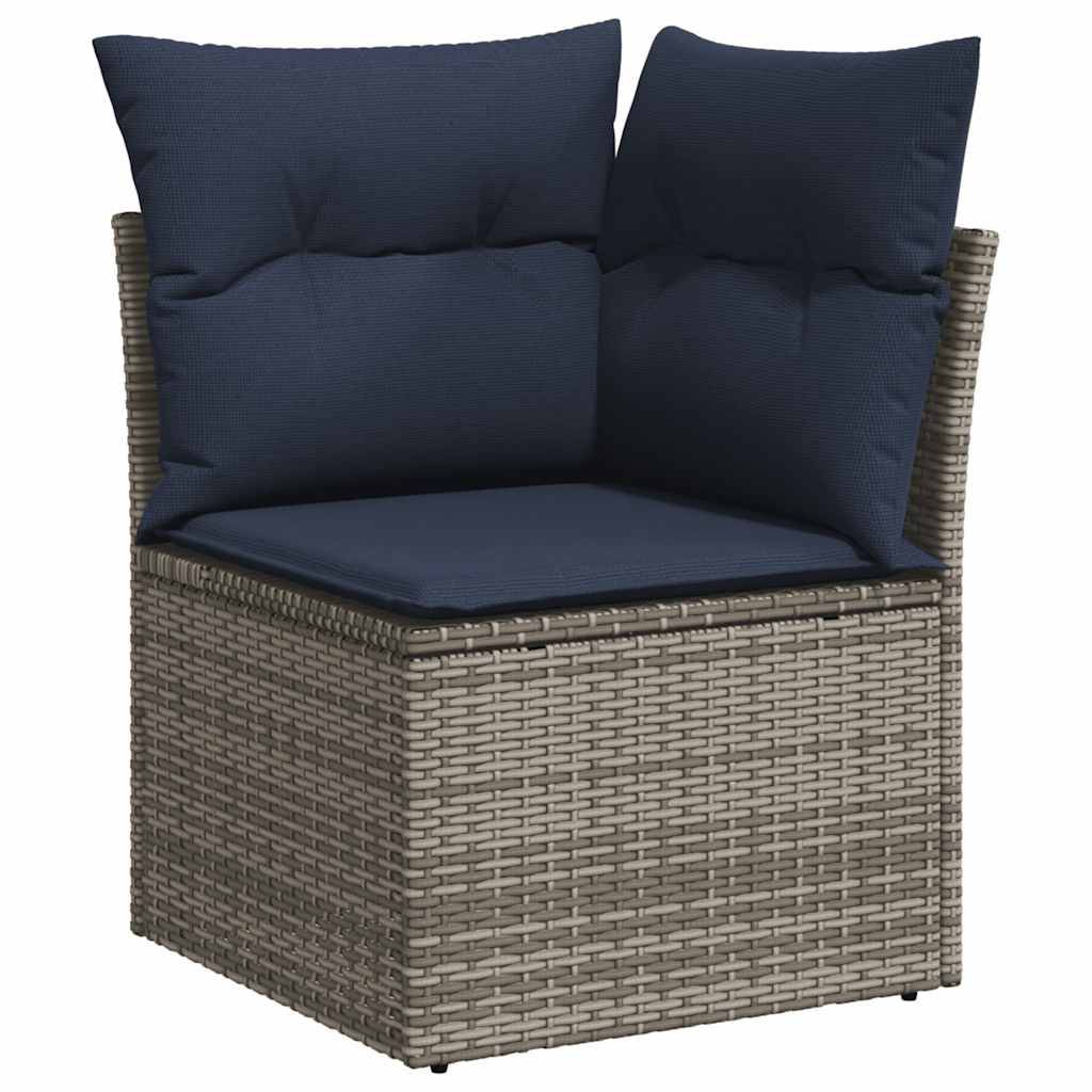 vidaXL 7-tlg. Garten-Sofagarnitur mit Kissen Schwarz Poly Rattan