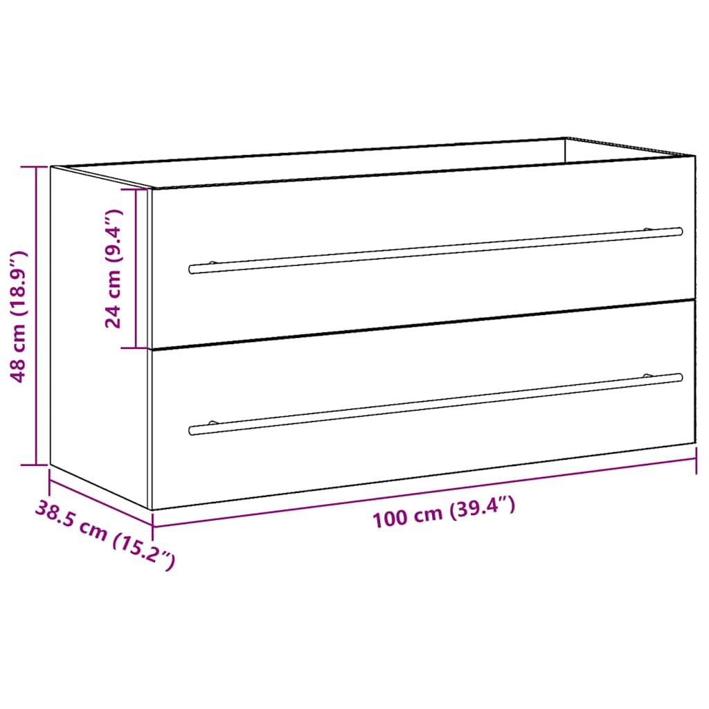 vidaXL Waschbeckenunterschrank Schwarz Eichen-Optik 100x38,5x48 cm