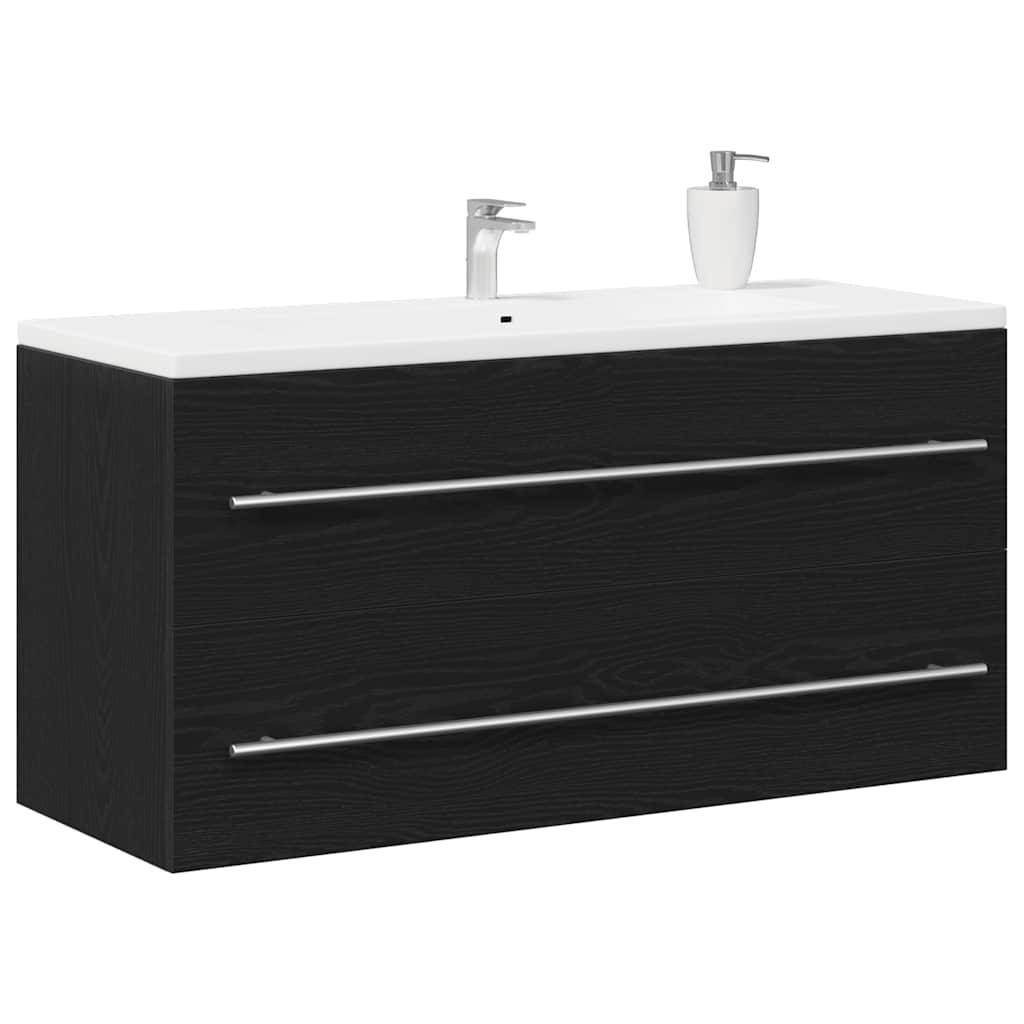 vidaXL Waschbeckenunterschrank Schwarz Eichen-Optik 100x38,5x48 cm