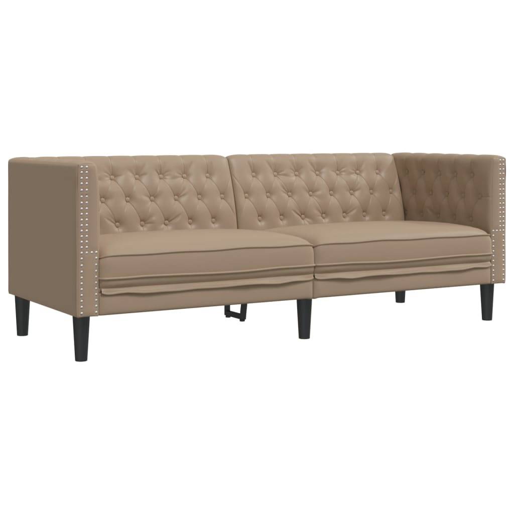 vidaXL Chesterfield-Sofa 3-Sitzer Cappuccino Kunstleder
