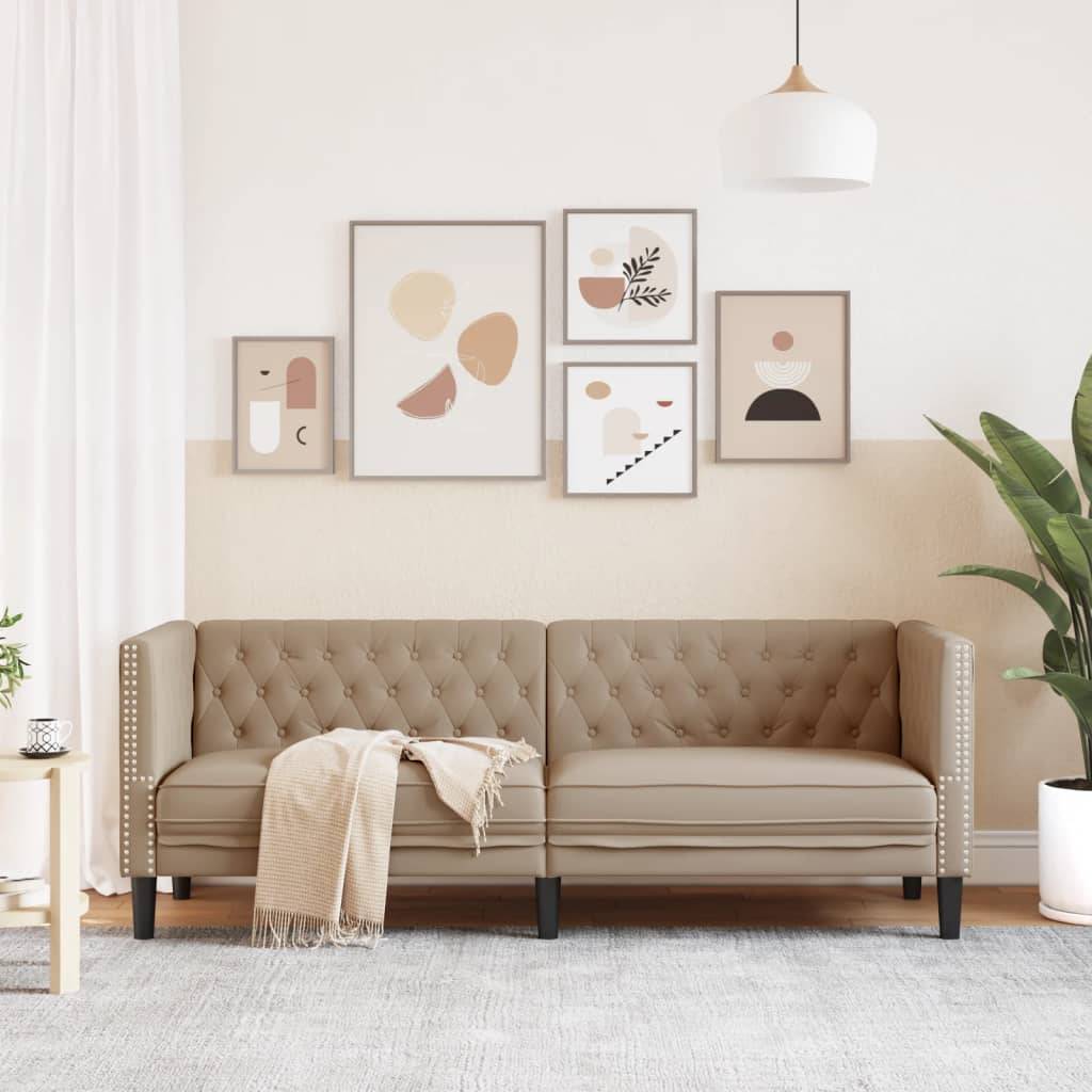 vidaXL Chesterfield-Sofa 3-Sitzer Cappuccino Kunstleder