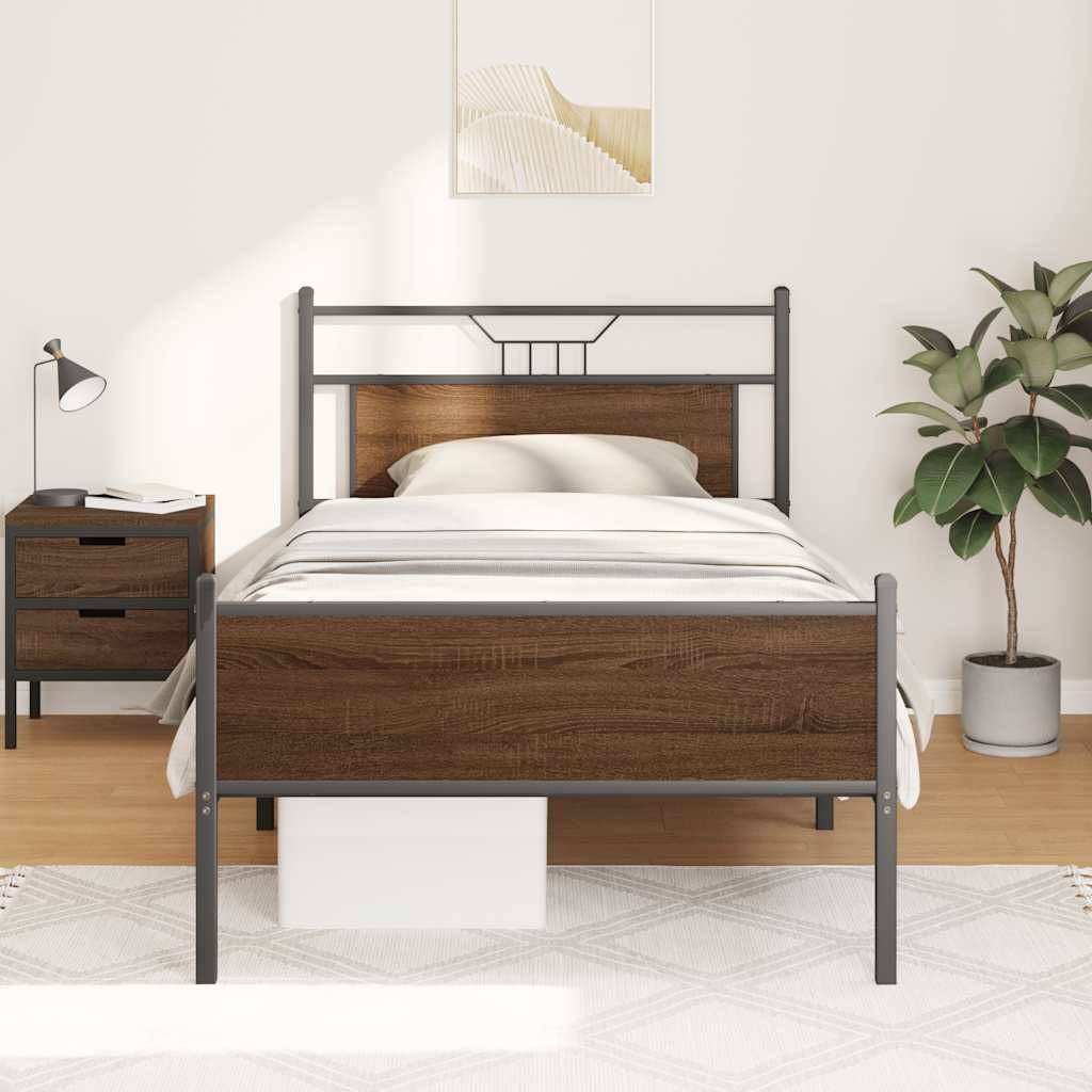 vidaXL Bettgestell ohne Matratze Braun Eiche 100x200 cm Holzwerkstoff