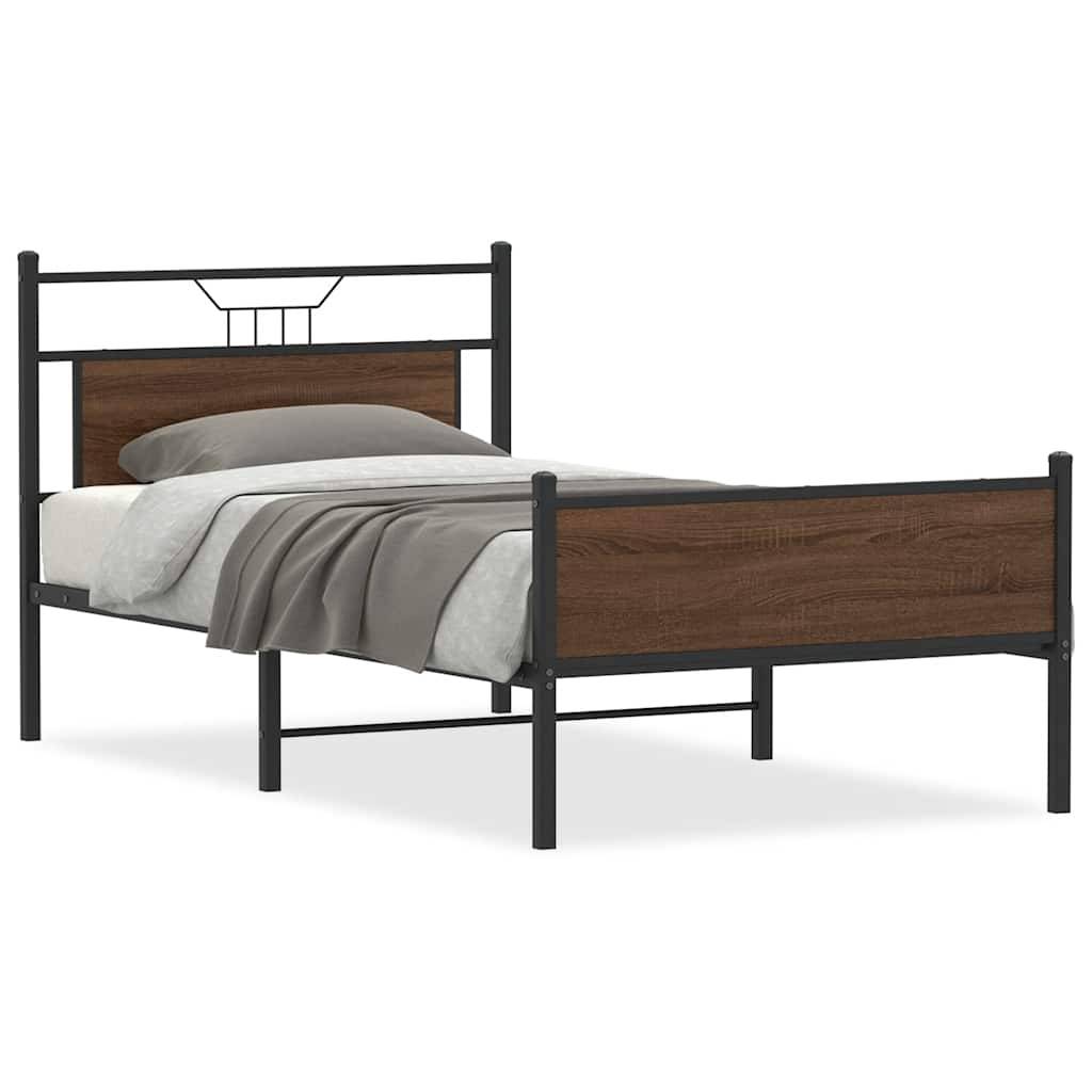 vidaXL Bettgestell ohne Matratze Braun Eiche 100x200 cm Holzwerkstoff