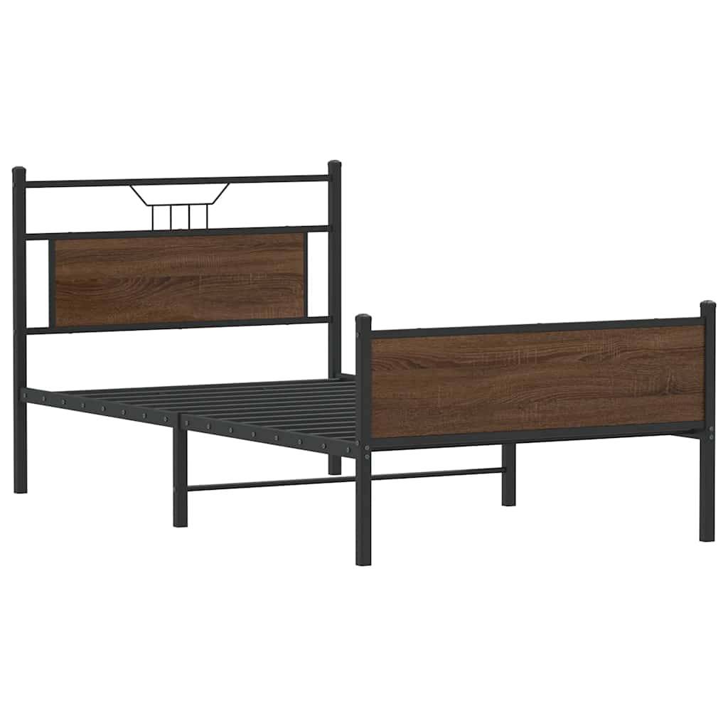 vidaXL Bettgestell ohne Matratze Braun Eiche 100x200 cm Holzwerkstoff
