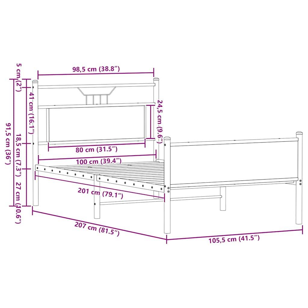 vidaXL Bettgestell ohne Matratze Braun Eiche 100x200 cm Holzwerkstoff