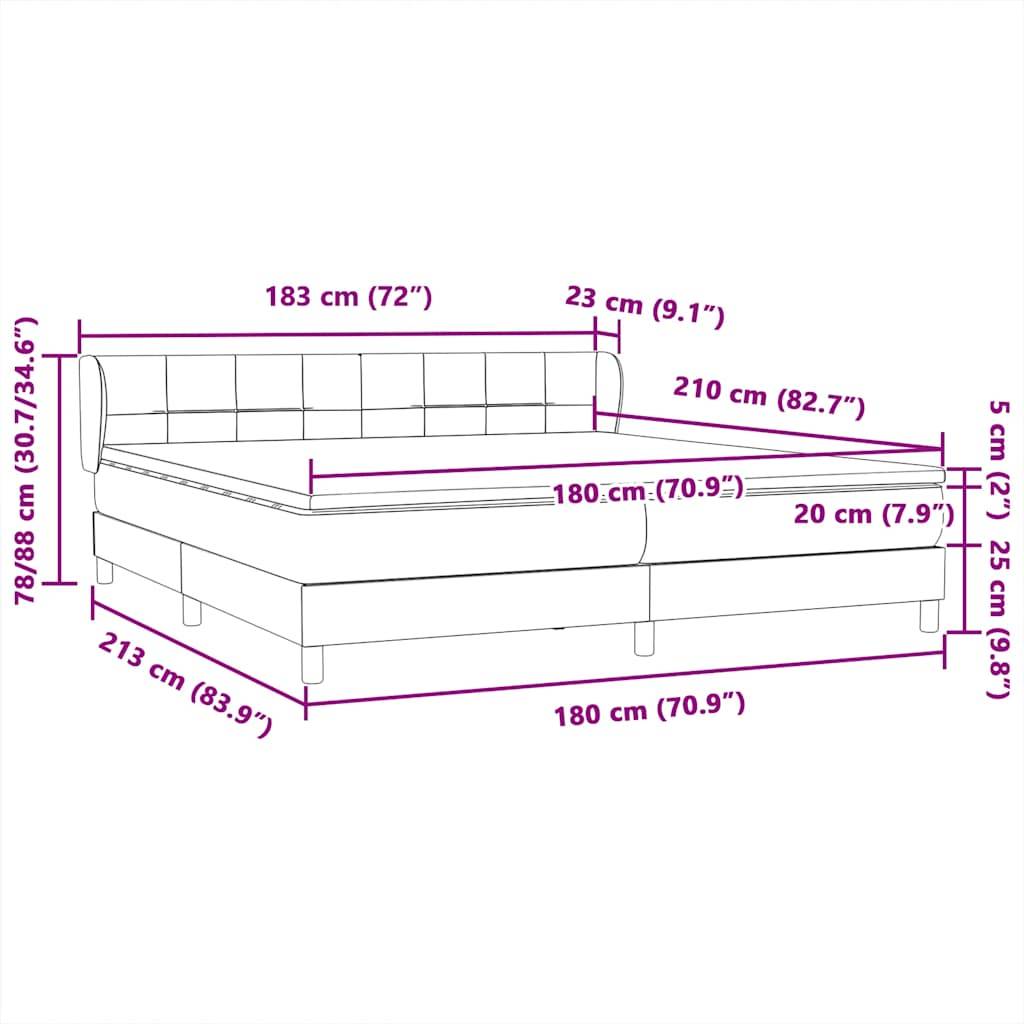 vidaXL Boxspringbett mit Matratzen Rosa 180x210 cm Samt