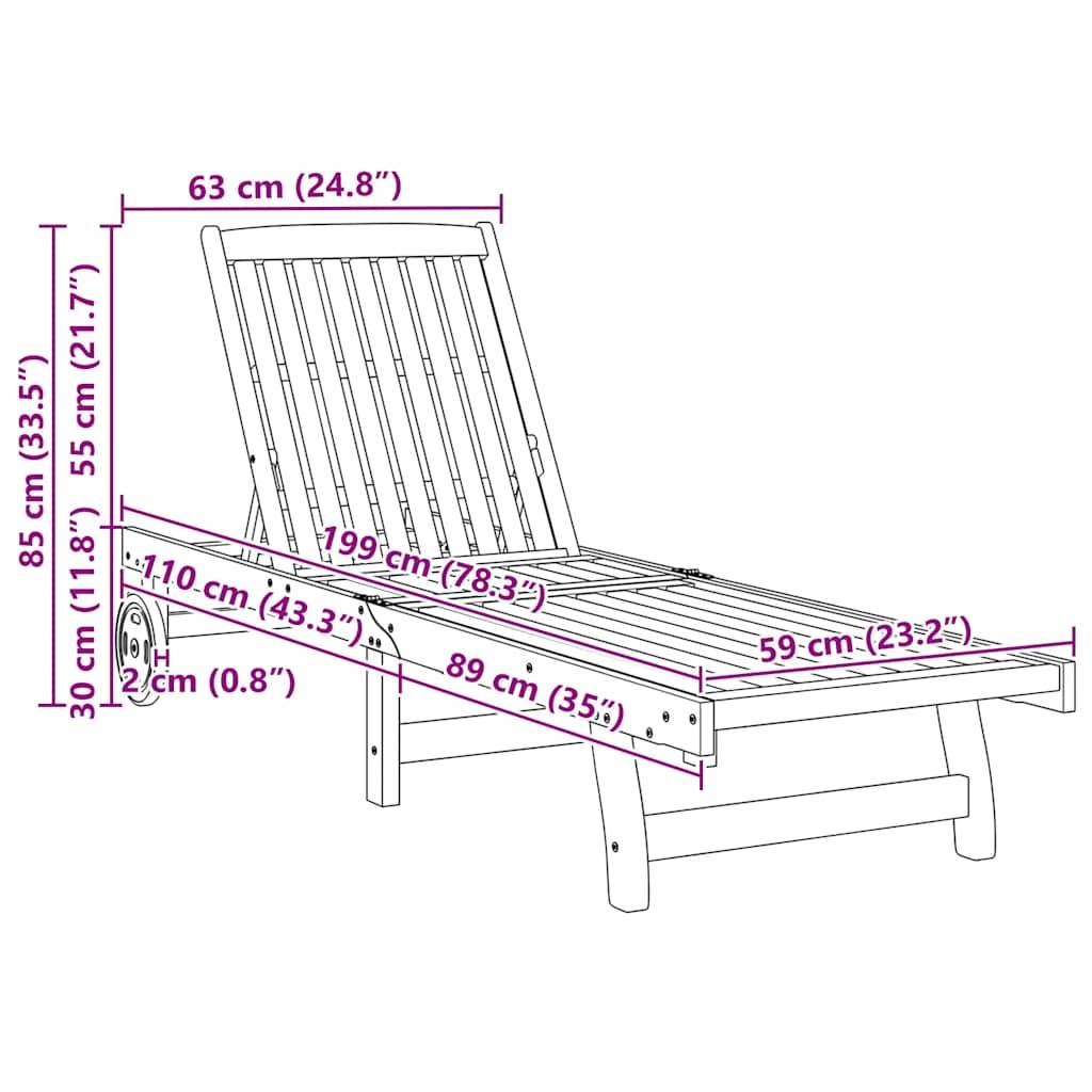 vidaXL Sonnenliegen 2 Stk. Massivholz Akazie