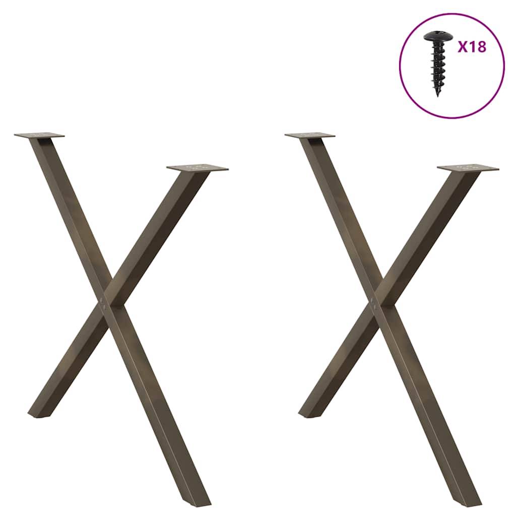 vidaXL Esstischbeine X-Form 2 Stk. Naturstahl 90x(72-73) cm Stahl