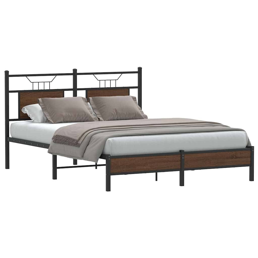 vidaXL Bettgestell ohne Matratze Braun Eiche 140x190 cm Holzwerkstoff
