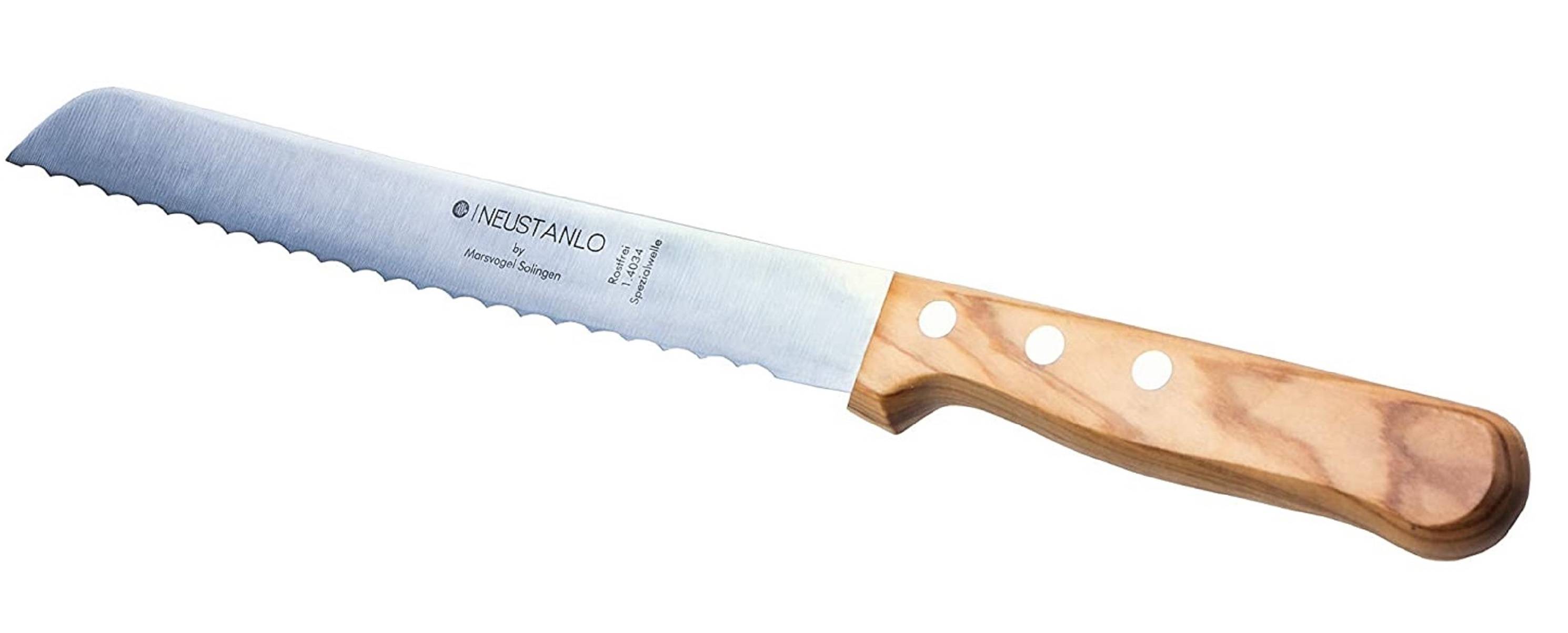 Marsvogel | Brotmesser | Olivenholz | 2,0 mm Rückenstärke | mit Welle | Made in Solingen by Neustanlo