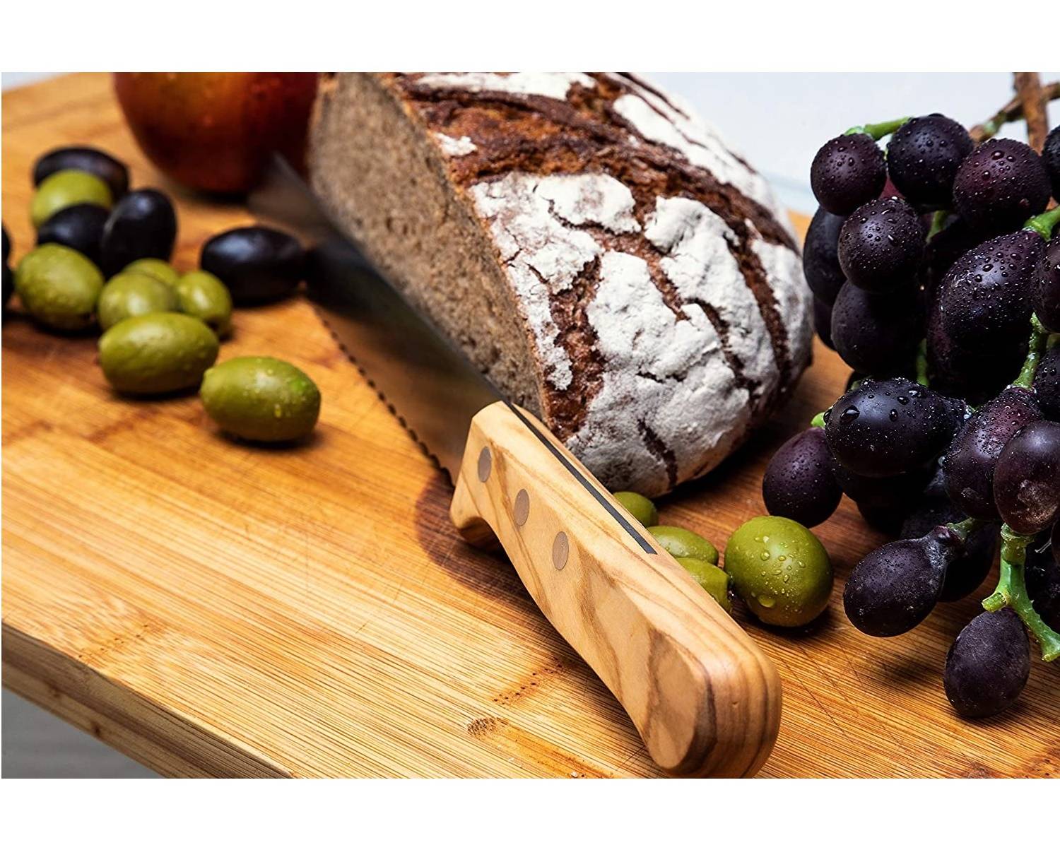 Marsvogel | Brotmesser | Olivenholz | 2,0 mm Rückenstärke | mit Welle | Made in Solingen by Neustanlo